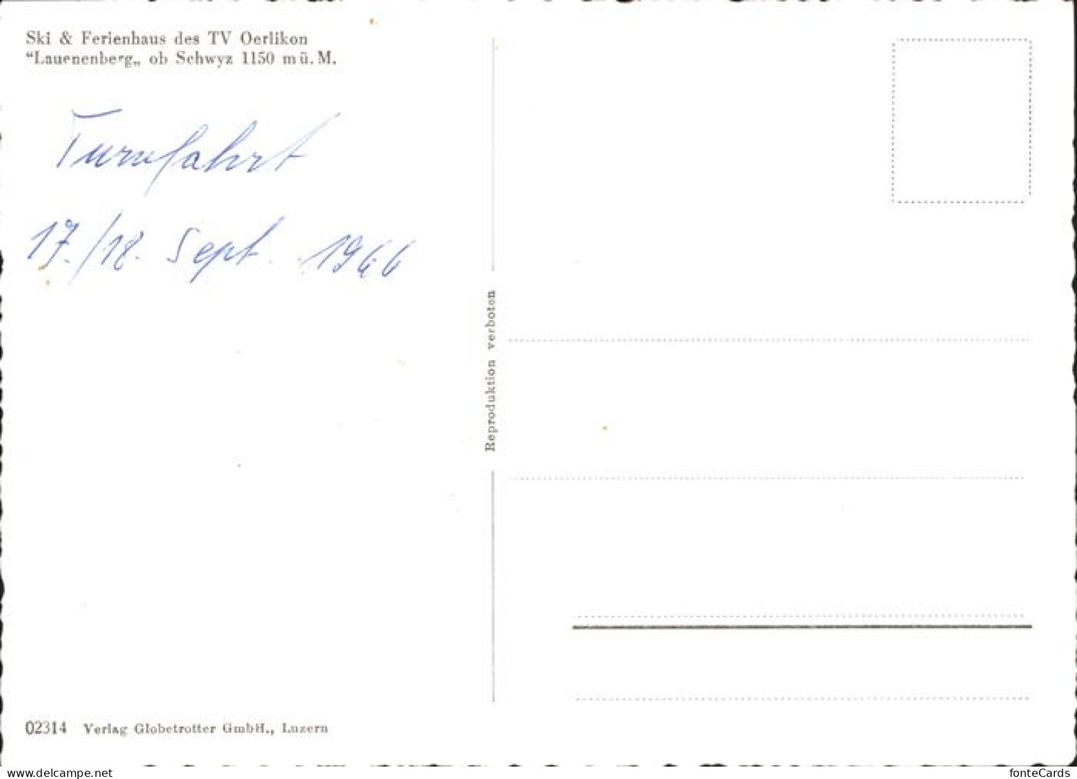 11385501 Schwyz Ski Und Ferienhaus Turnverein Oerlikon Lauenenberg Vierwaldstaet - Other & Unclassified