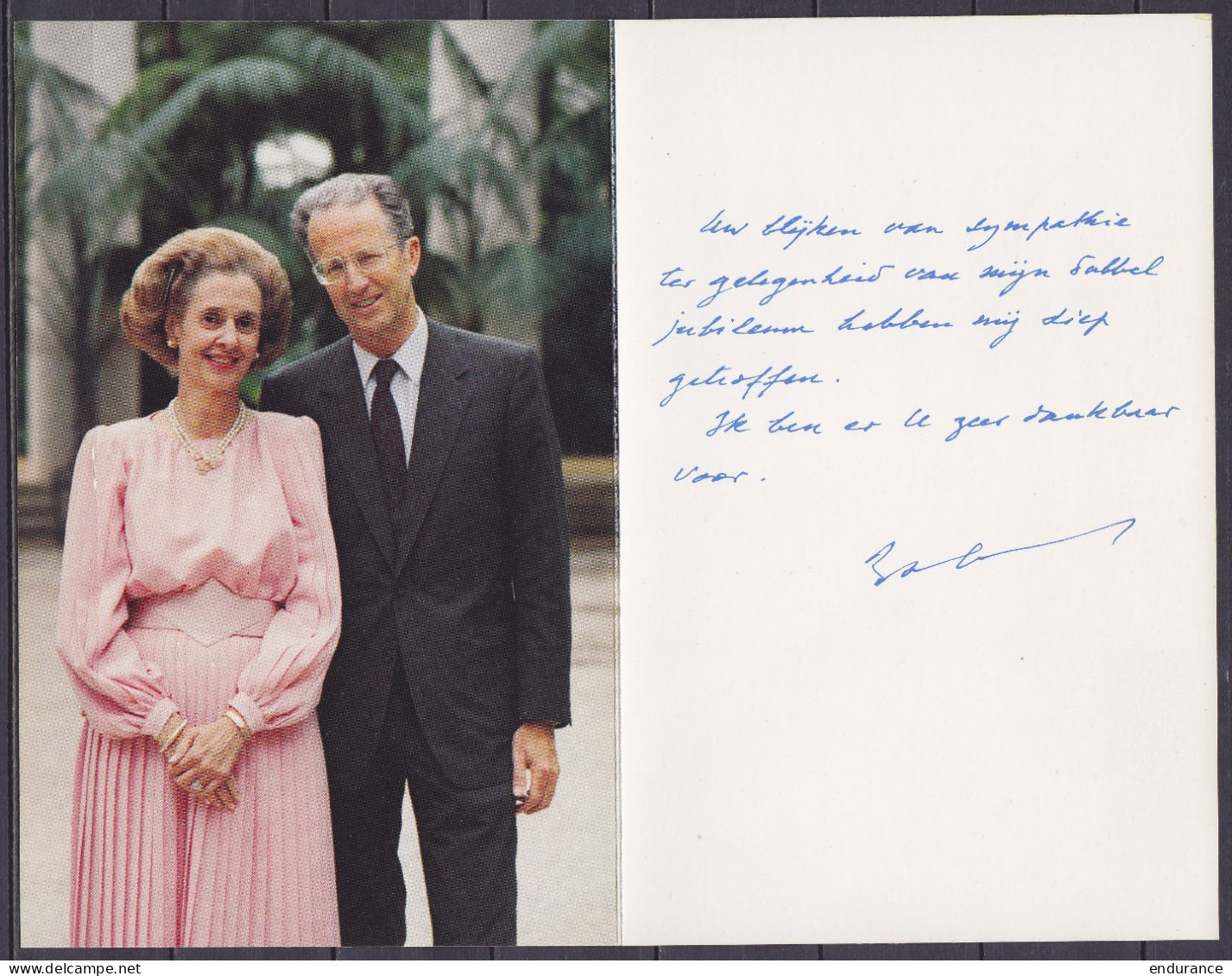 Env. "Palais Royal" En Franchise Càd "PALAIS DE BRUXELLES /-5.10.1990/ PALEIS TE BRUSSEL" + Carte De Remerciement Roi Ba - Storia Postale