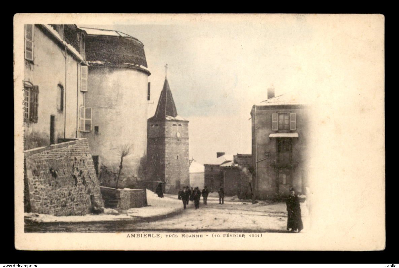 42 - AMBIERLE - LE CENTRE LE 10 FEVRIER 1901 - Other & Unclassified