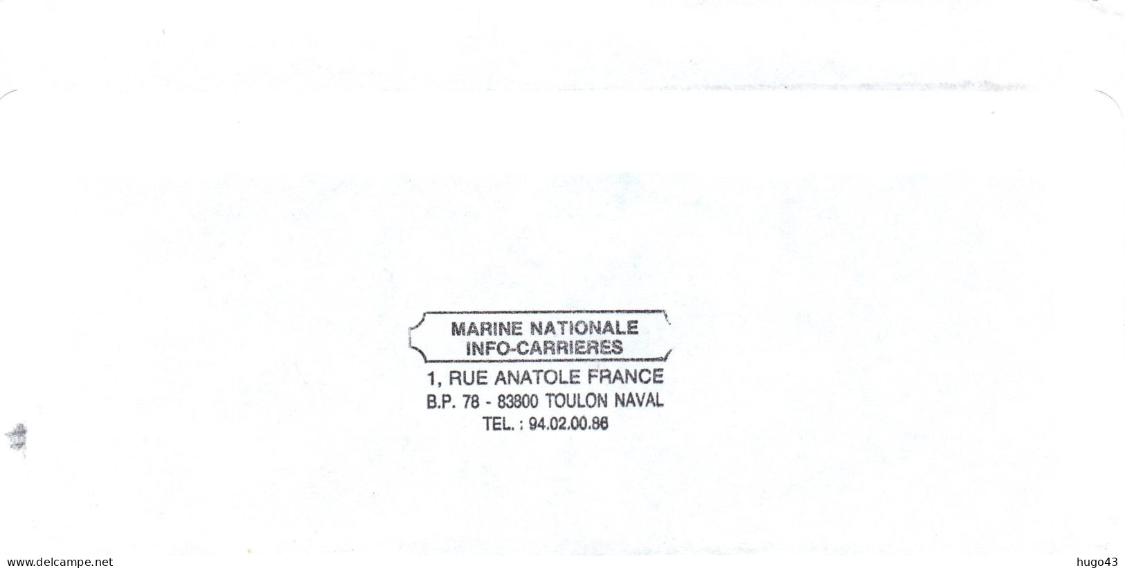 ENVELOPPE  AVEC CACHET DIRECTION DU PERSONNEL MILITAIRE A TOULON LE 27/12/1991 - Posta Marittima