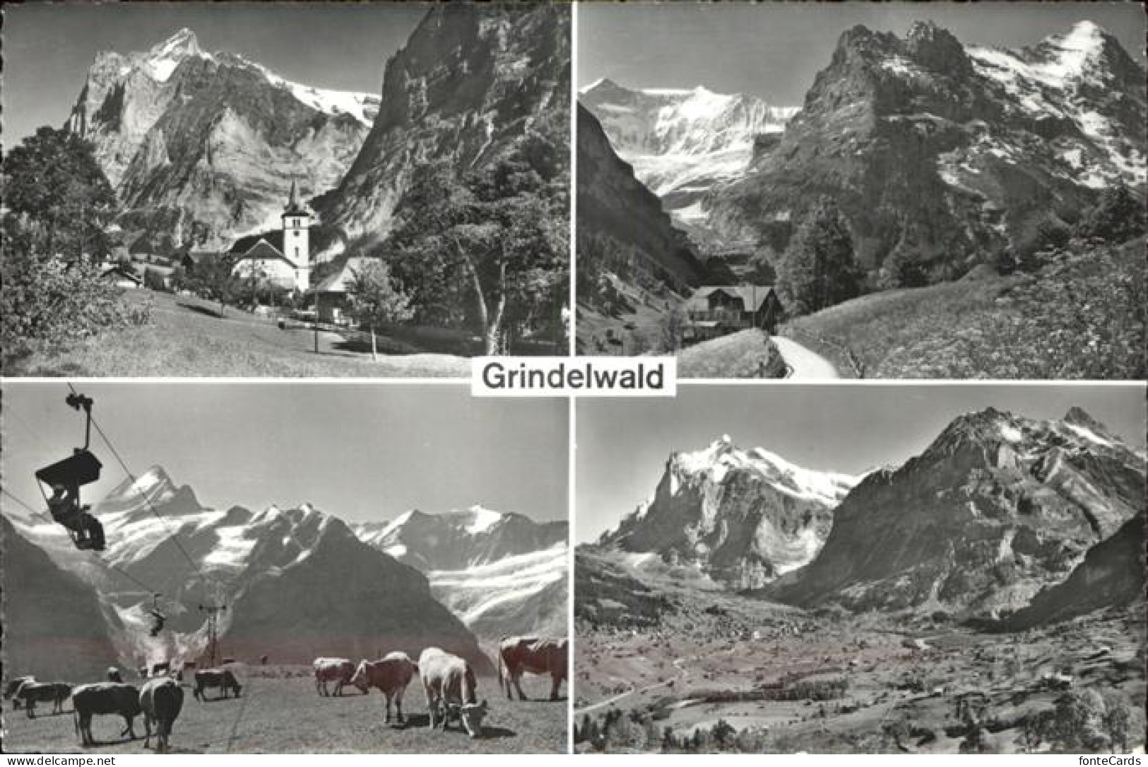 11385323 Grindelwald Panorama Kirche Sessellift Kuhweide Berner Alpen Grindelwal - Andere & Zonder Classificatie