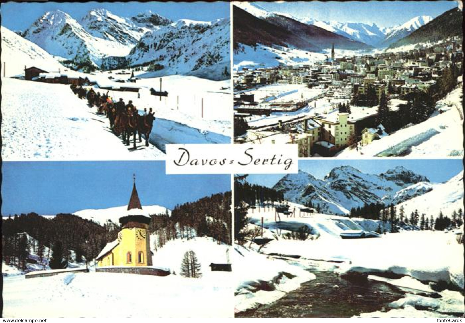 11385322 Davos GR Frauenkirchli Sertigbach Sertig-Doerfli Pferde Schlittenfahrt  - Other & Unclassified