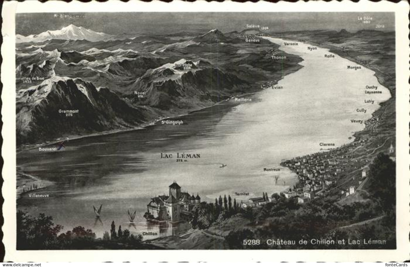 11385313 Chillon Chateau Et Lac Leman Et Les Alpes Uebersichtskarte Montreux - Altri & Non Classificati