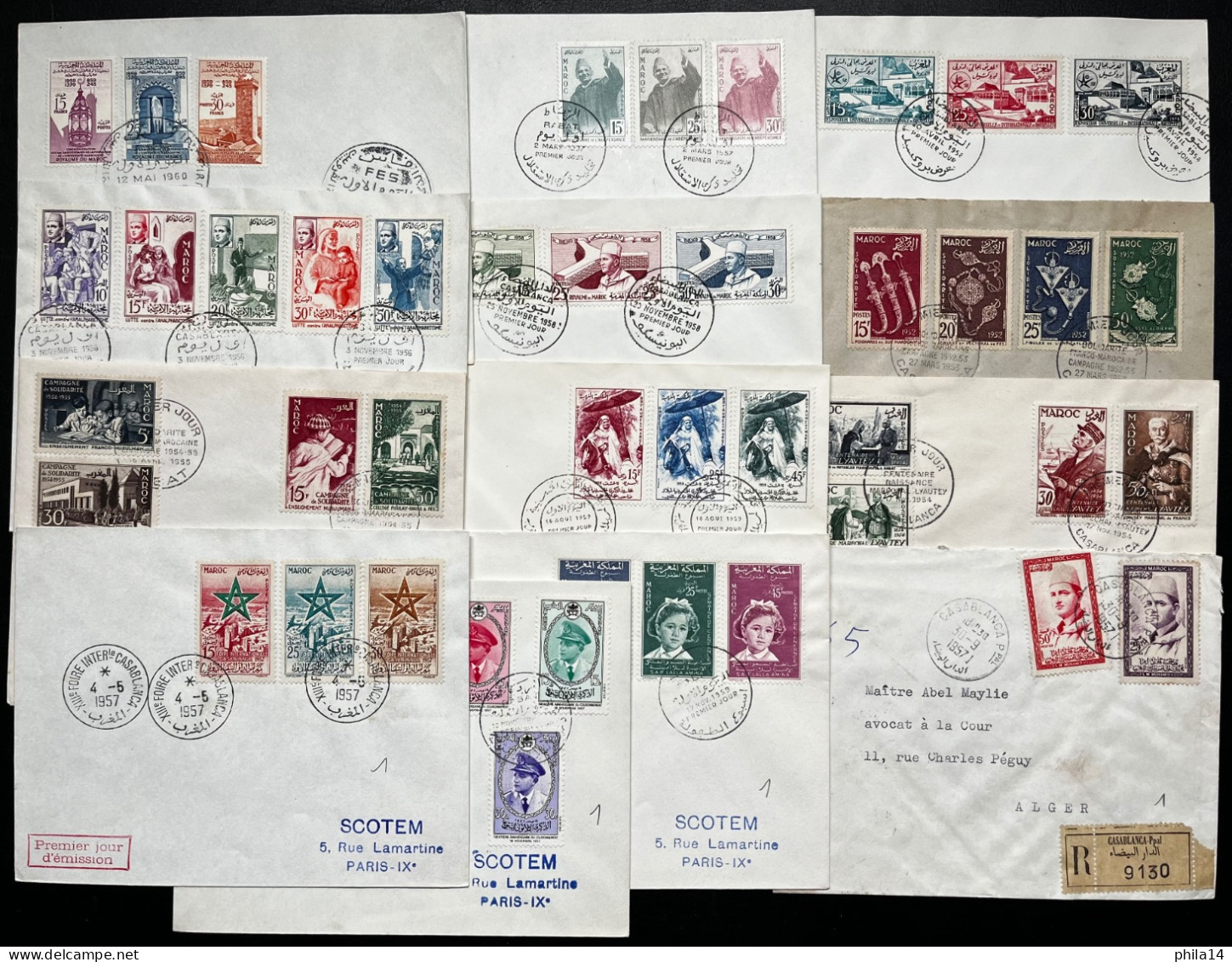 SP LOT DE 13 ENVELOPPES FDC PREMIER JOUR MAROC / LOT N° 508 - Covers & Documents