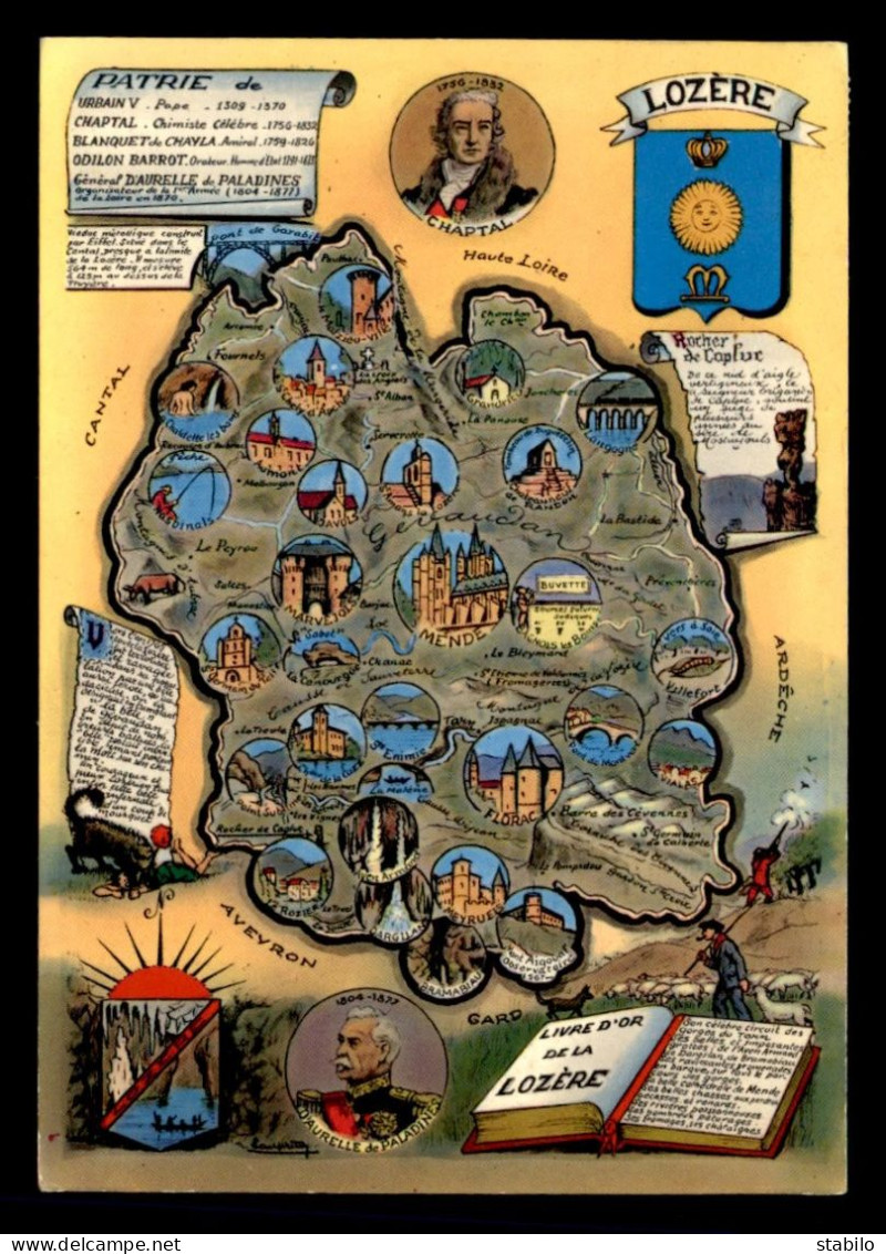 48 - CARTE DU DEPARTEMENT ILLUSTRE - Andere & Zonder Classificatie