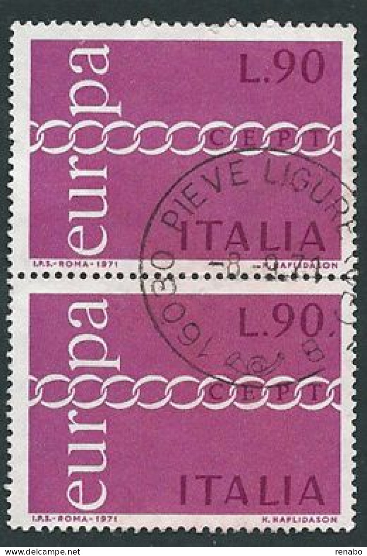 Italia 1971; EUROPA CEPT Lire 90; Coppia Usata. Ottima - 1971-80: Afgestempeld