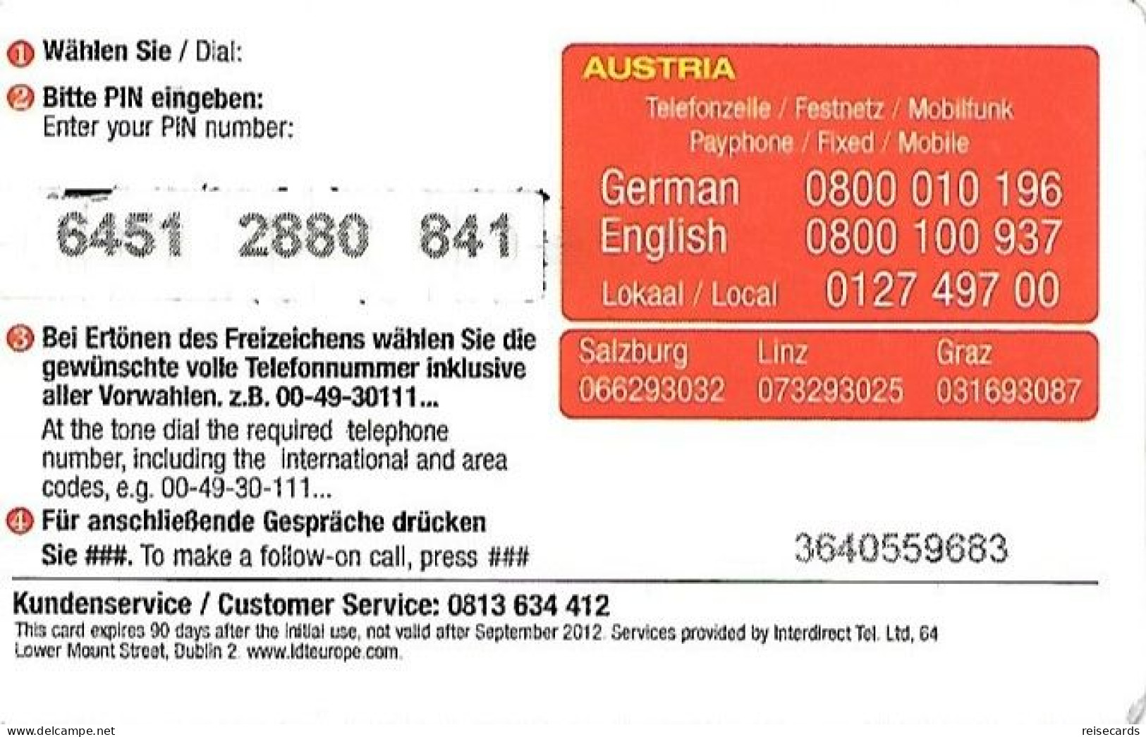 Austria: Prepaid IDT - Mega, Dices - Oostenrijk