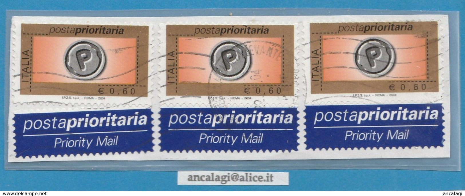 USATI ITALIA POSTA PRIORITARIA 2004 - Ref.1431 "6^ Emissione" 3 Val. Da € 0,60 Con Appendice - - 2001-10: Gebraucht