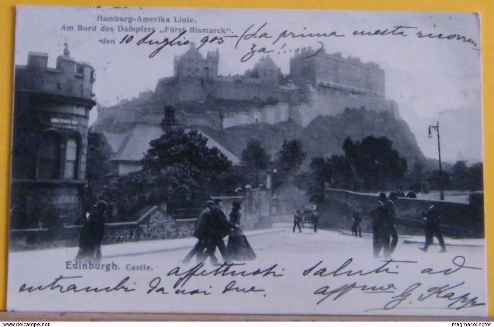 (E) EDINBURGO - ANIMATA - EDINBURG CASTLE - HAMBURG AMERICA LINIE  - VIAGGIATA 1905 - Midlothian/ Edinburgh