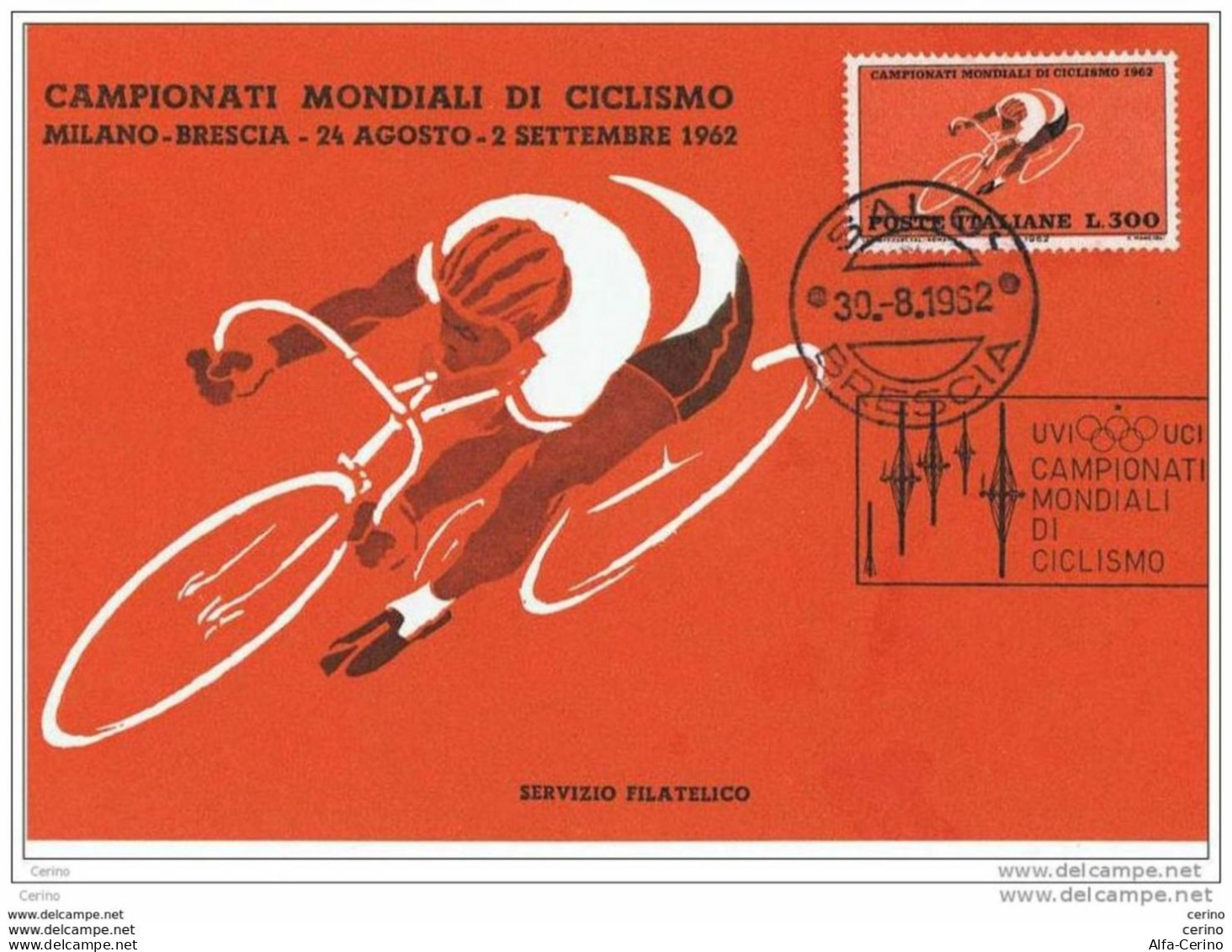 MILANO-BRESCIA:  24.8. / 2.09.1962  CARTOLINA  UFFICIALE  DEI  CAMPIONATI  MONDIALI  DI  CICLISMO  -  NUOVA  -  FG - Cyclisme