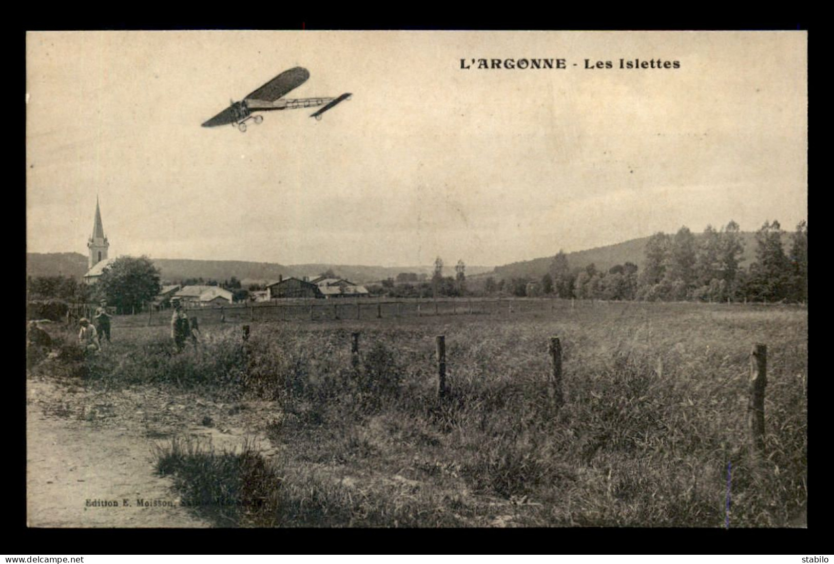 55 - LES ISLETTES - AVION SURVOLANT LE VILLAGE - EDITEUR E. MOISSON - Sonstige & Ohne Zuordnung