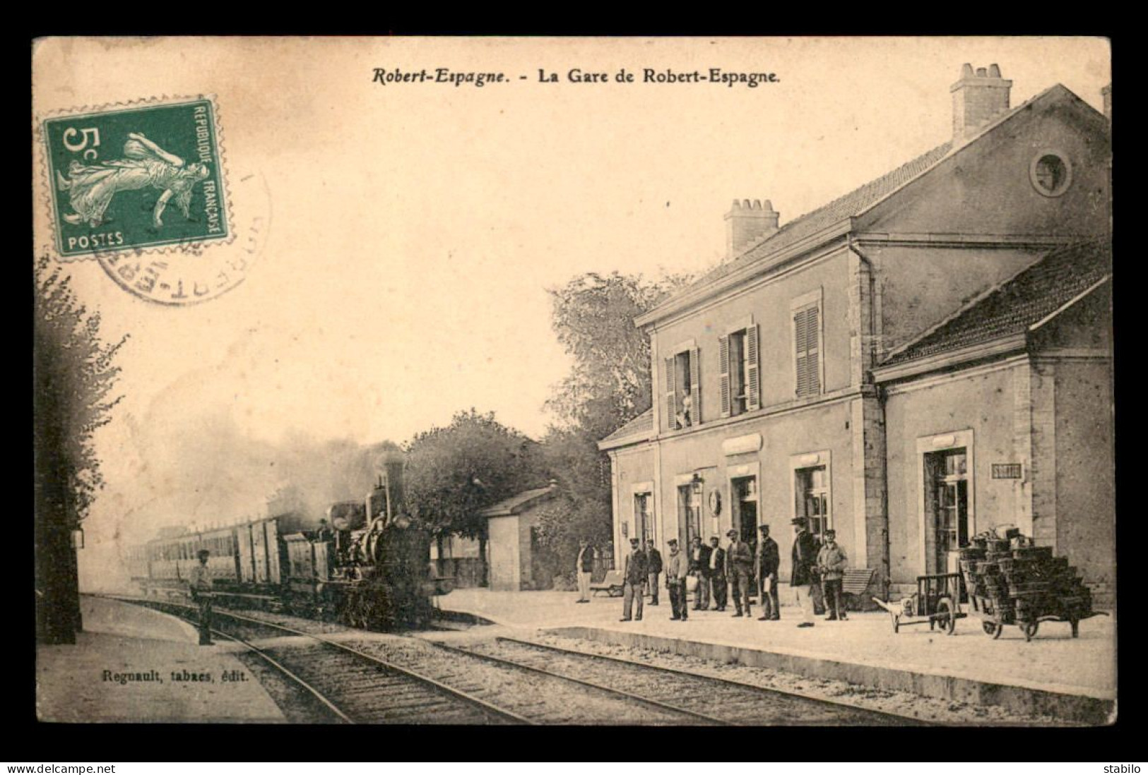 55 - ROBERT-ESPAGNE - ARRIVEE DU TRAIN EN GARE DE CHEMIN DE FER - EDITEUR REGNAULT - Andere & Zonder Classificatie