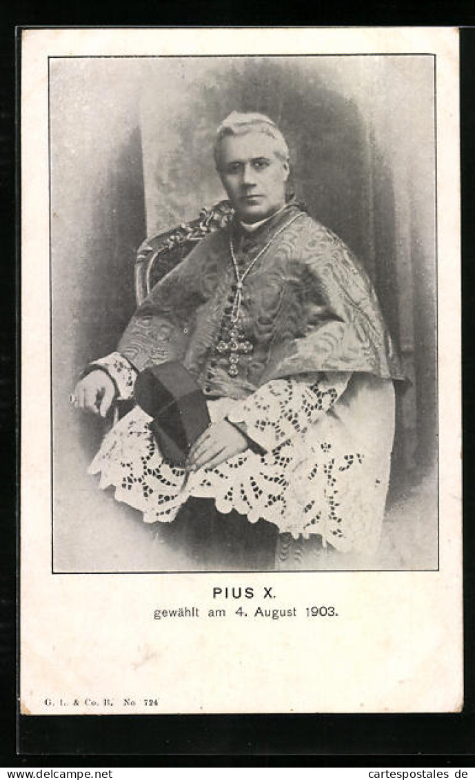 AK Papst Pius X. Im Stuhl Sitzend, Gewählt 1903  - Papas