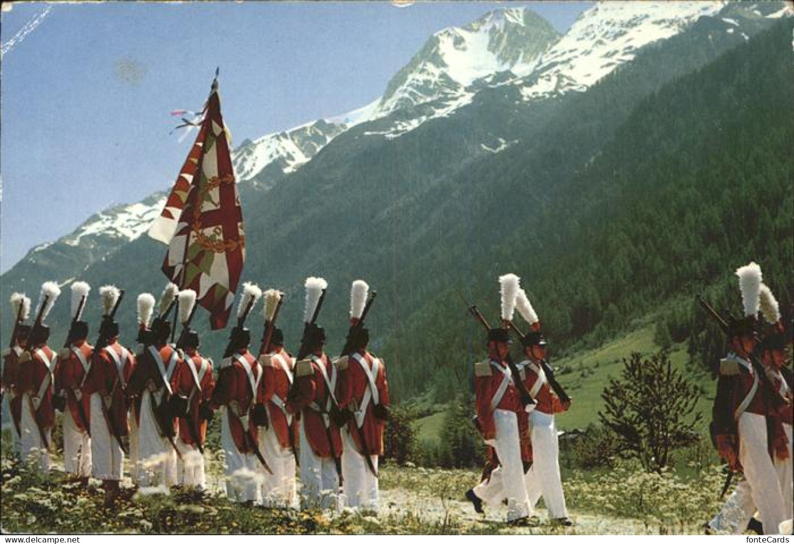 11385041 Loetschental Segensonntag Mit Grenadieren In Uniform Kippel - Sonstige & Ohne Zuordnung