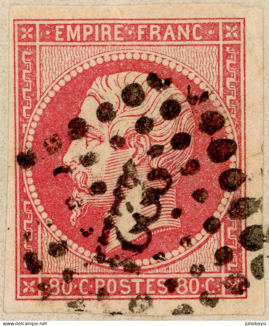 21 Janvier 1862 N°17B Fleur De Planche,rose Clair,marge Luxe,pc 2221 Nantes Vers Rouen ,signée Calves - 1849-1876: Periodo Classico