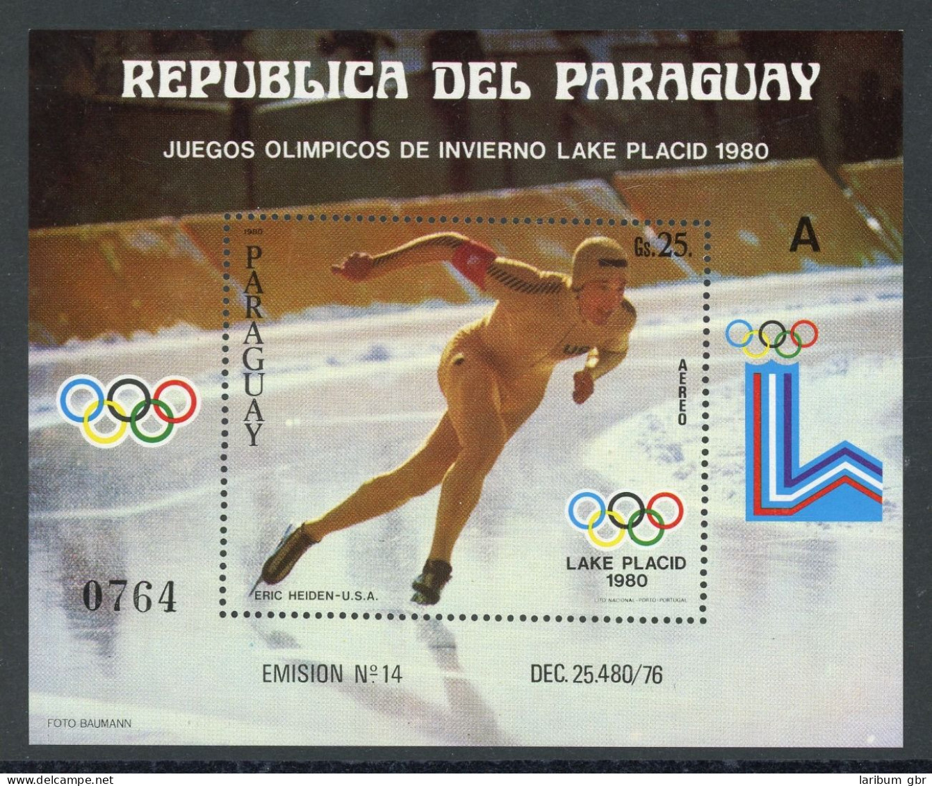 Paraguay Block 352 Postfrisch Olympia 1980 Lake Placid #HE753 - Paraguay