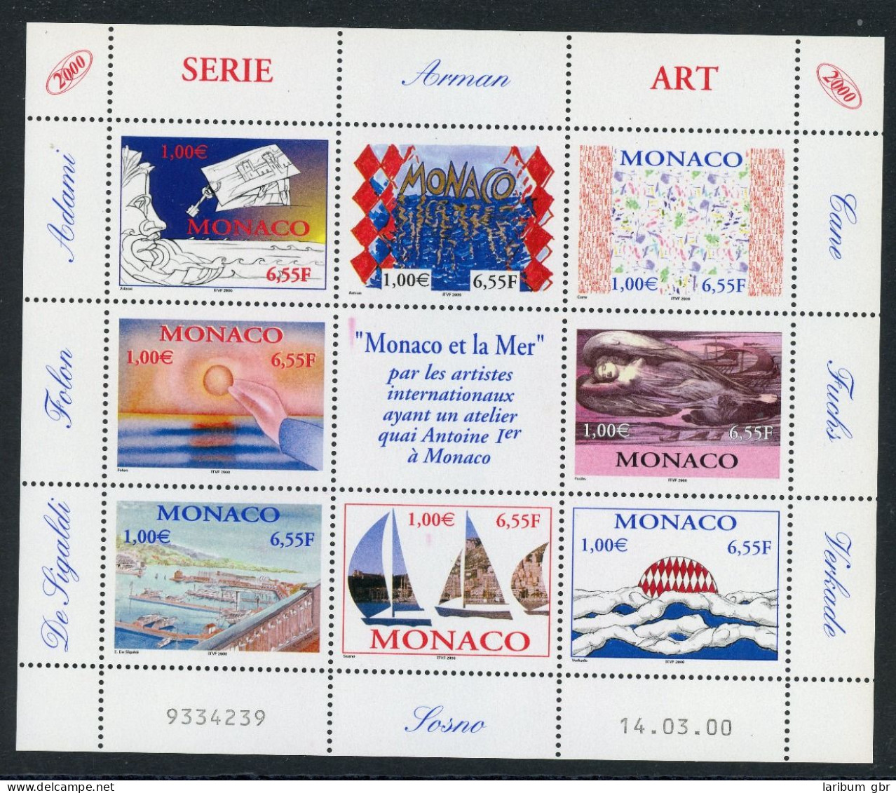 Monaco KB Mit 2490-2497 Postfrisch Kunst #HE818 - Sonstige & Ohne Zuordnung