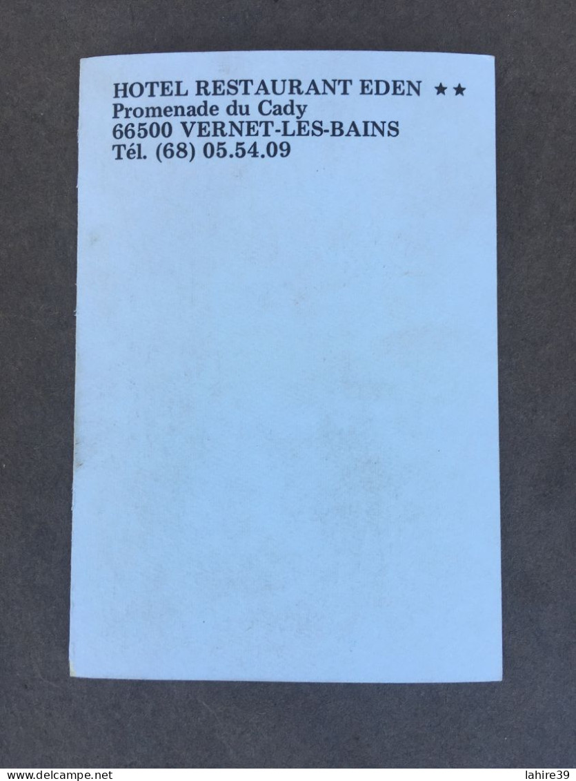 Carte De Visite Publicitaire / Hôtel Eden / Vernet Les Bains / Pyrénées Orientales / 66 - Visitekaartjes