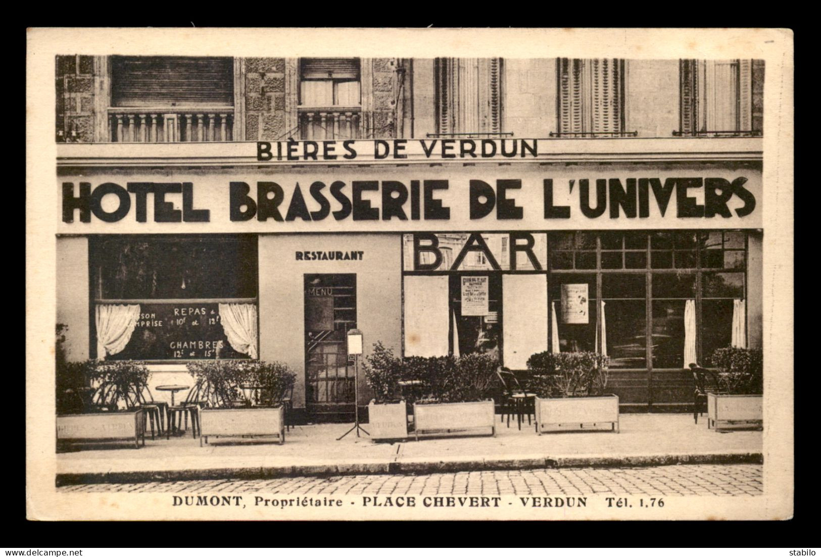 55 - VERDUN - HOTEL-BRASSERIE DE L'UNIVERS, PLACE CHEVERT - DUMONT PROPRIETAIRE - SANS EDITEUR - Verdun