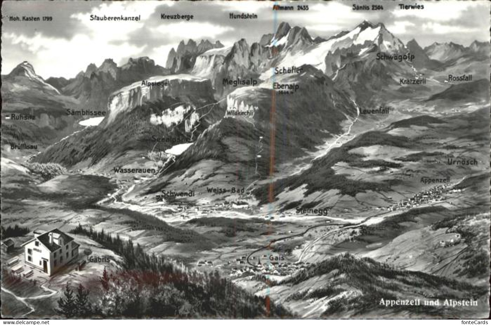 11384953 Appenzell IR Und Umgebung Panoramakarte Appenzell - Sonstige & Ohne Zuordnung