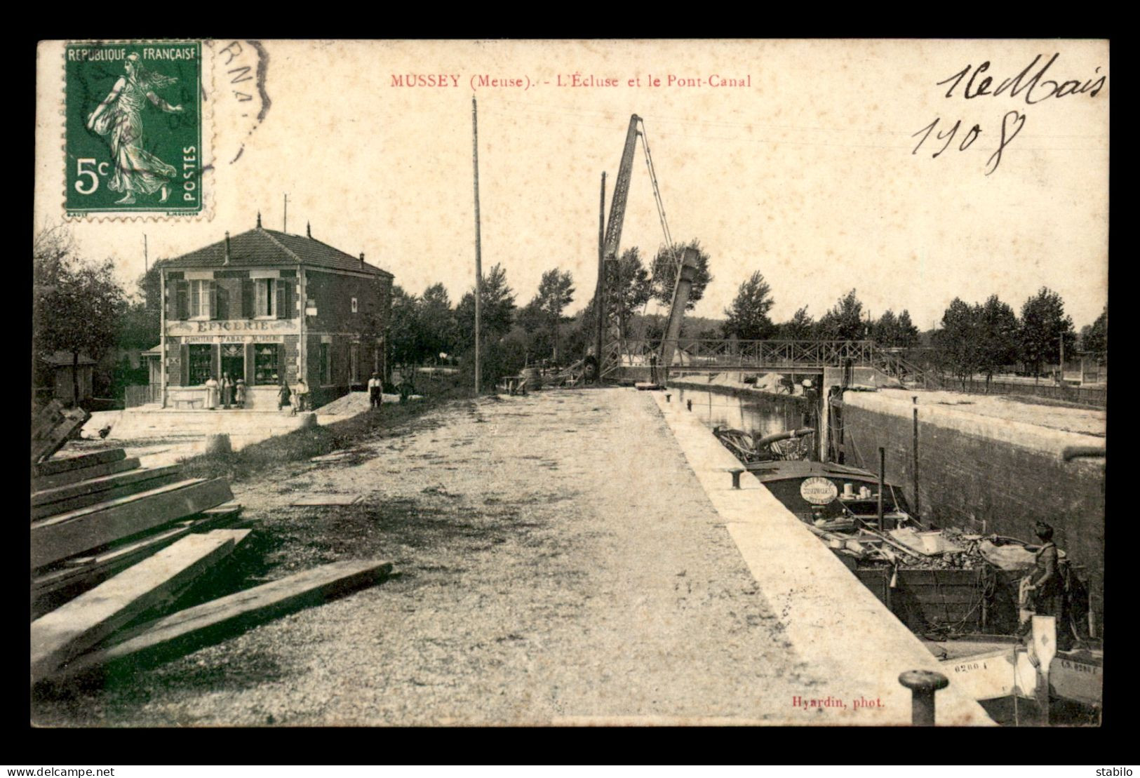 55 - MUSSEY - L'ECLUSE ET LE PONT-CANAL - PENICHE "JOSEPHINE" - EDITEUR HYARDIN - Andere & Zonder Classificatie