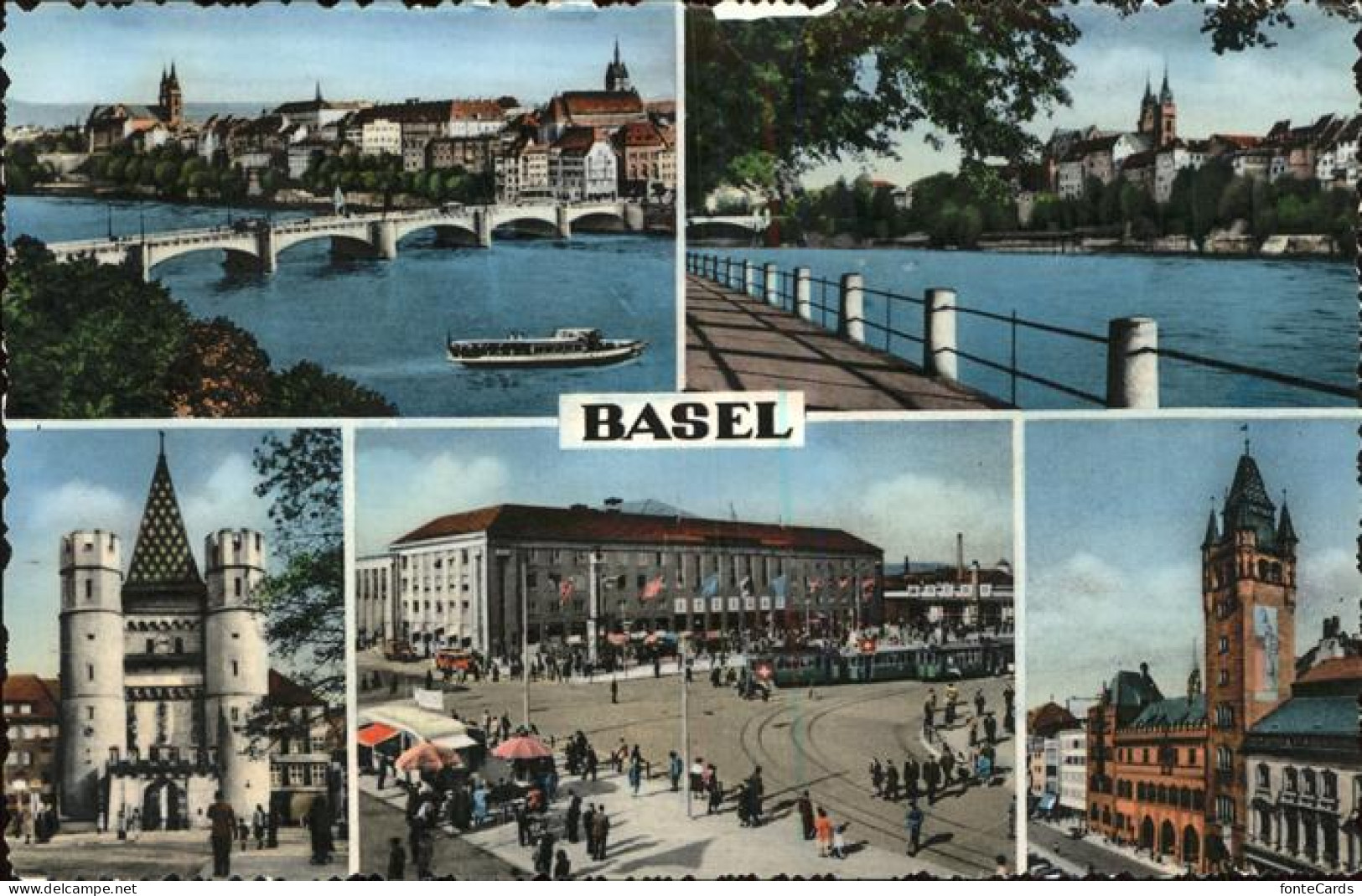 11384928 Basel BS Rheinbruecke Baslertor Bahnhof Kirche Basel BS - Andere & Zonder Classificatie