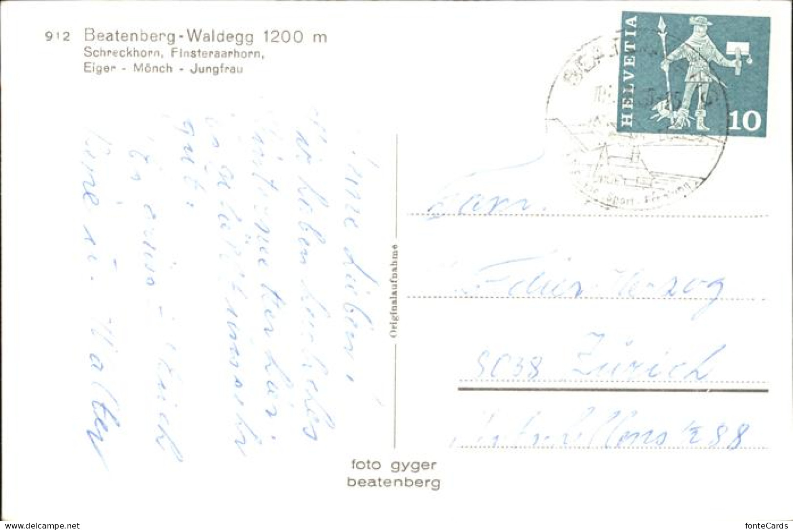 11384908 Beatenberg Waldegg Schreckhorn Finsterhorn Eiger Moench Jungfrau Beaten - Other & Unclassified