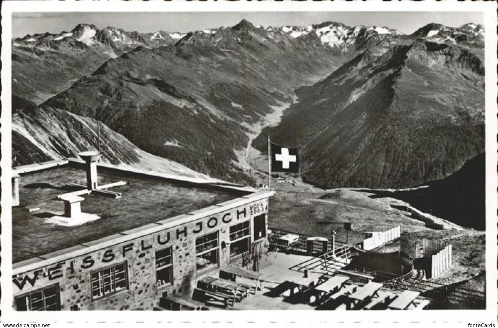 11384896 Weissfluhjoch Berghaus Mit Alpen Panorama Weissfluhjoch - Altri & Non Classificati