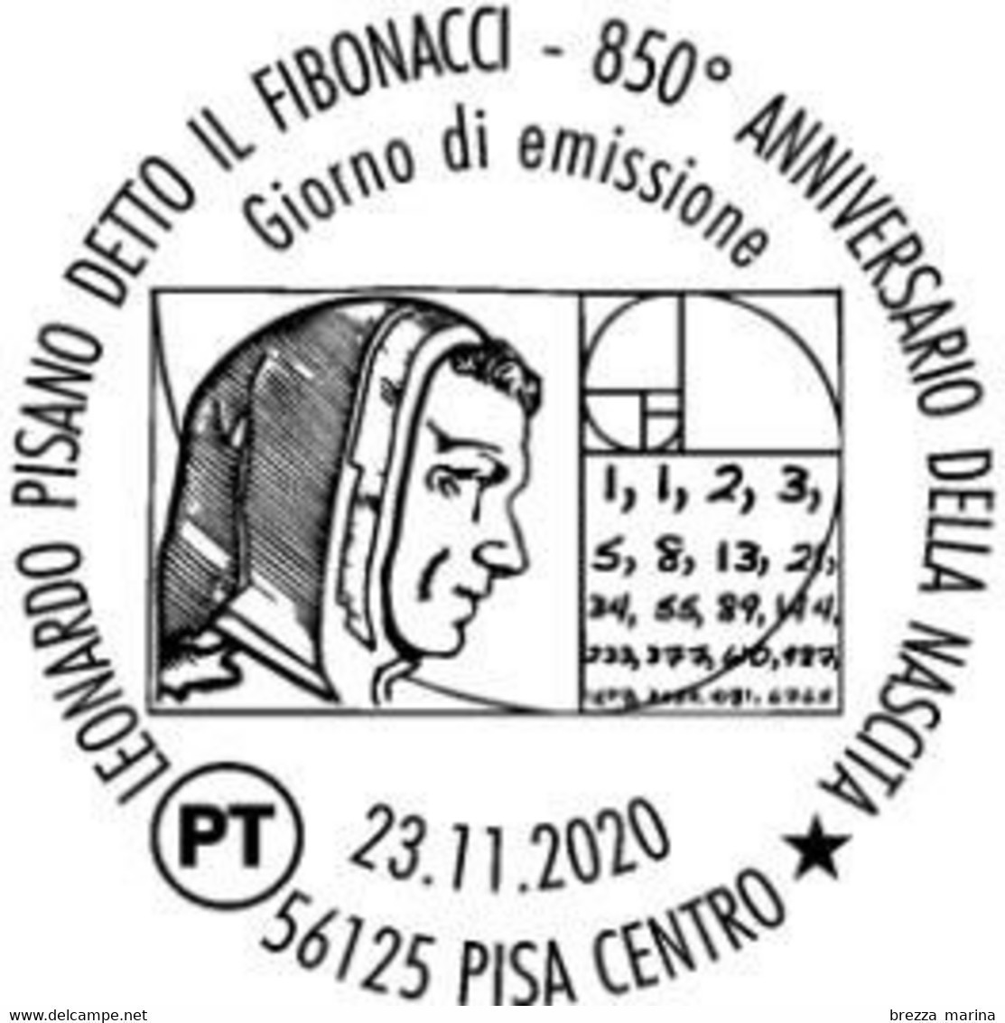 ITALIA - Usato - 2020 - 850 Anni Della Nascita Di Leonardo Pisano Detto Il Fibonacci – Statua -  B - 2011-20: Usati