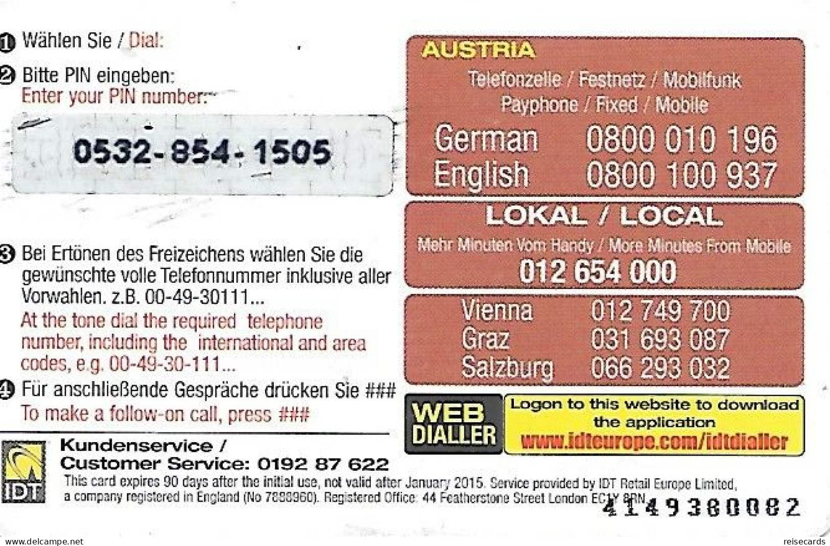 Austria: Prepaid IDT - Chocolate 01.15 - Oesterreich