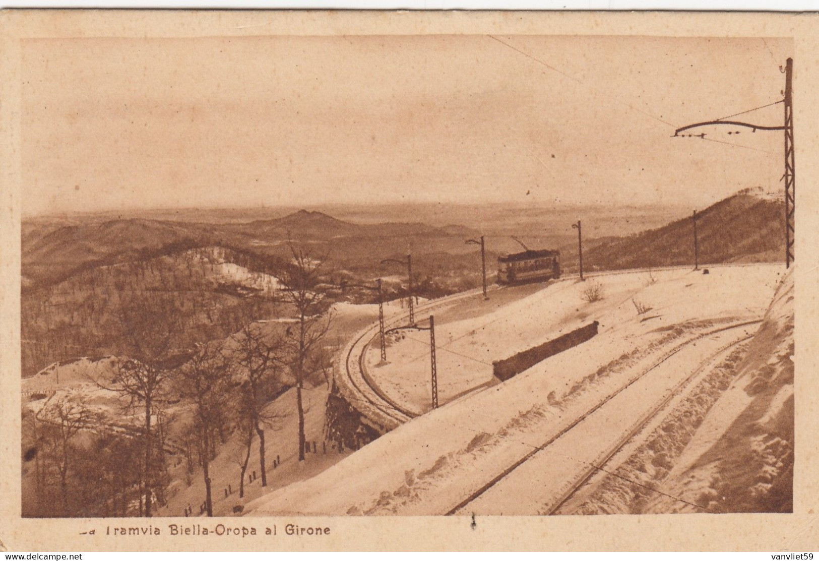 BIELLA-LA TRANVIA BIELLA OROPA AL GIRONE- CARTOLINA NON VIAGGIATA -1920-1930 - Biella