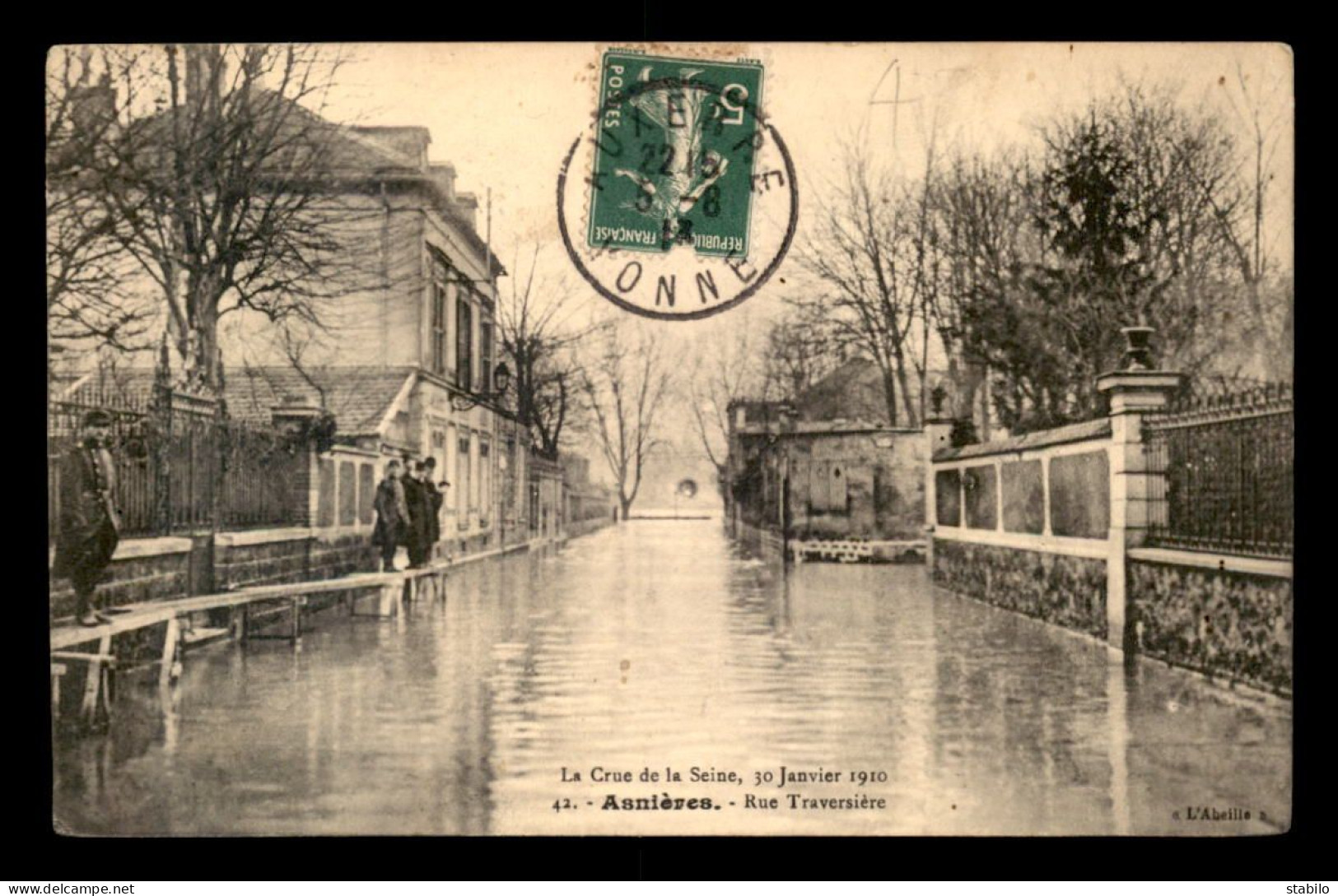 92 - ASNIERES - INONDATIONS DE 1910 - RUE TRAVERSIERE - Asnieres Sur Seine