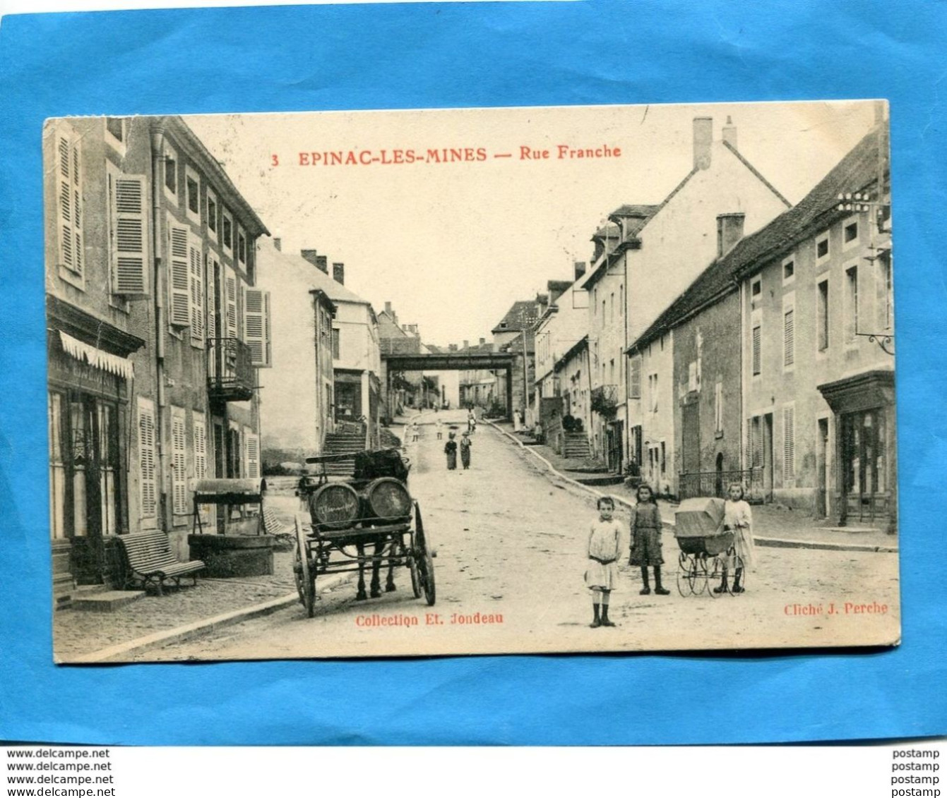 EPINAC Les MINES- Rue Franche-animée+Charette Chargée De Tonneaux-a Voyagé En 1913-édition Perche - Andere & Zonder Classificatie