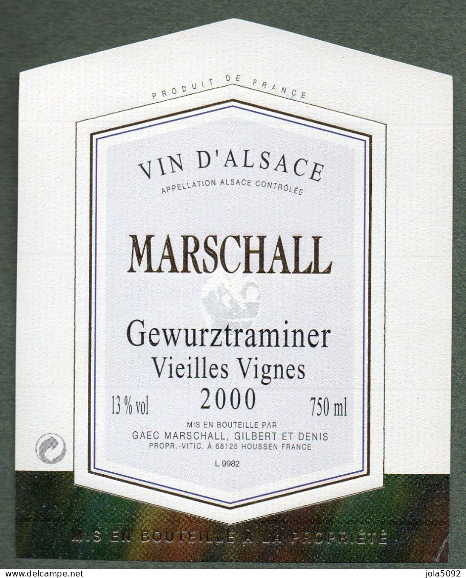 Etiquette Vin D'Alsace - MARSCHALL - Gewurztraminer Vieilles Vignes 2000 - Gewurztraminer