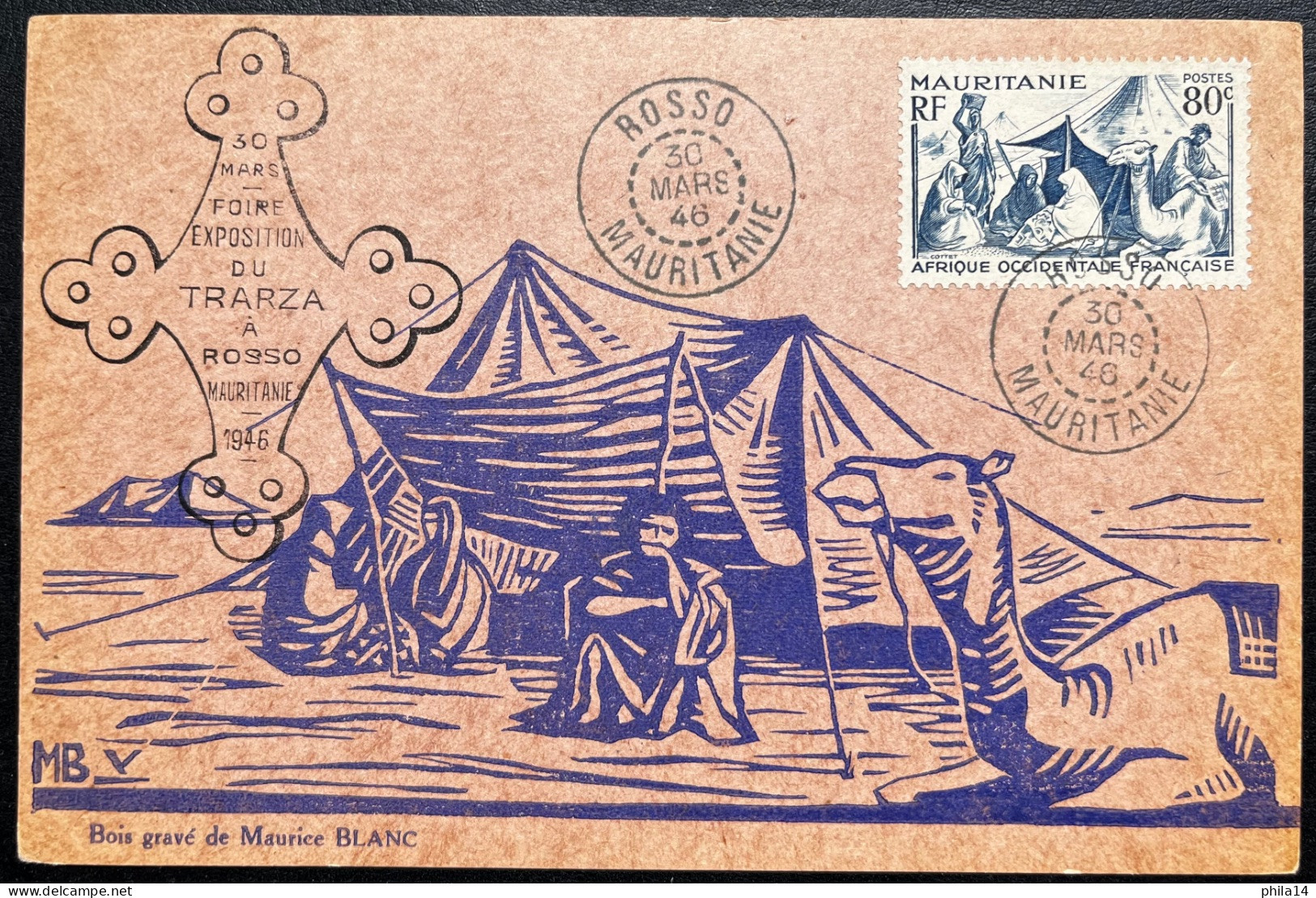 SP CARTE MAURITANIE / ROSSO 1946 / FOIRE EXPOSITION DU TRARZA - Covers & Documents