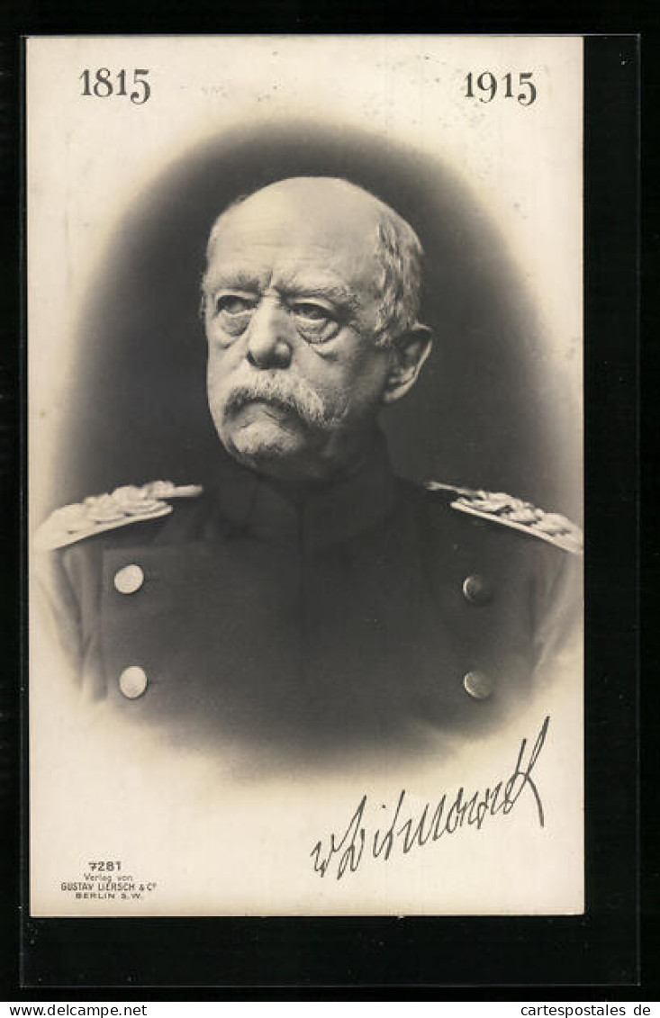 AK Bismarck, Jubiläum 1915, Uniform-Portrait  - Historical Famous People