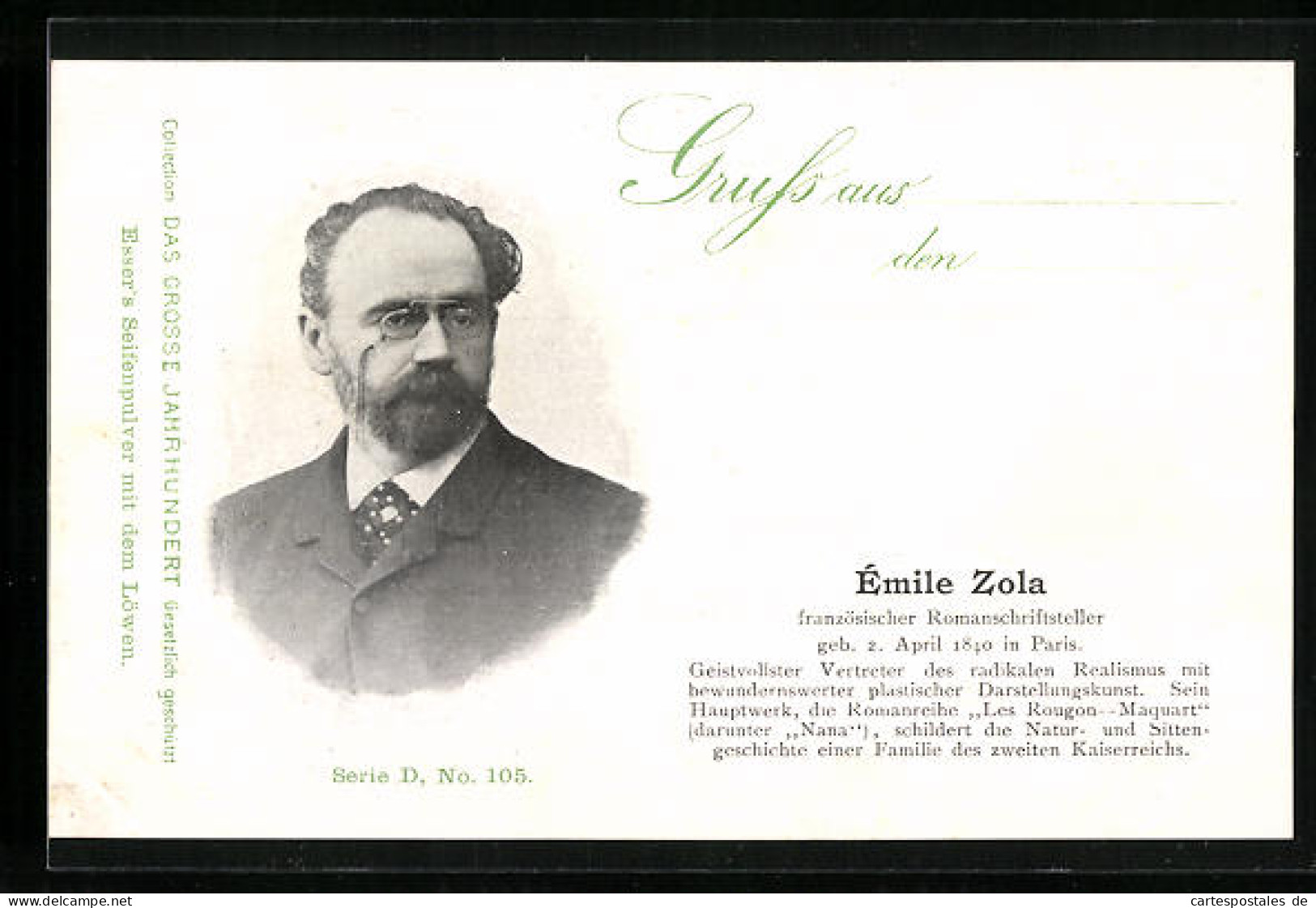 AK Französischer Romanschriftsteller Émile Zola  - Escritores