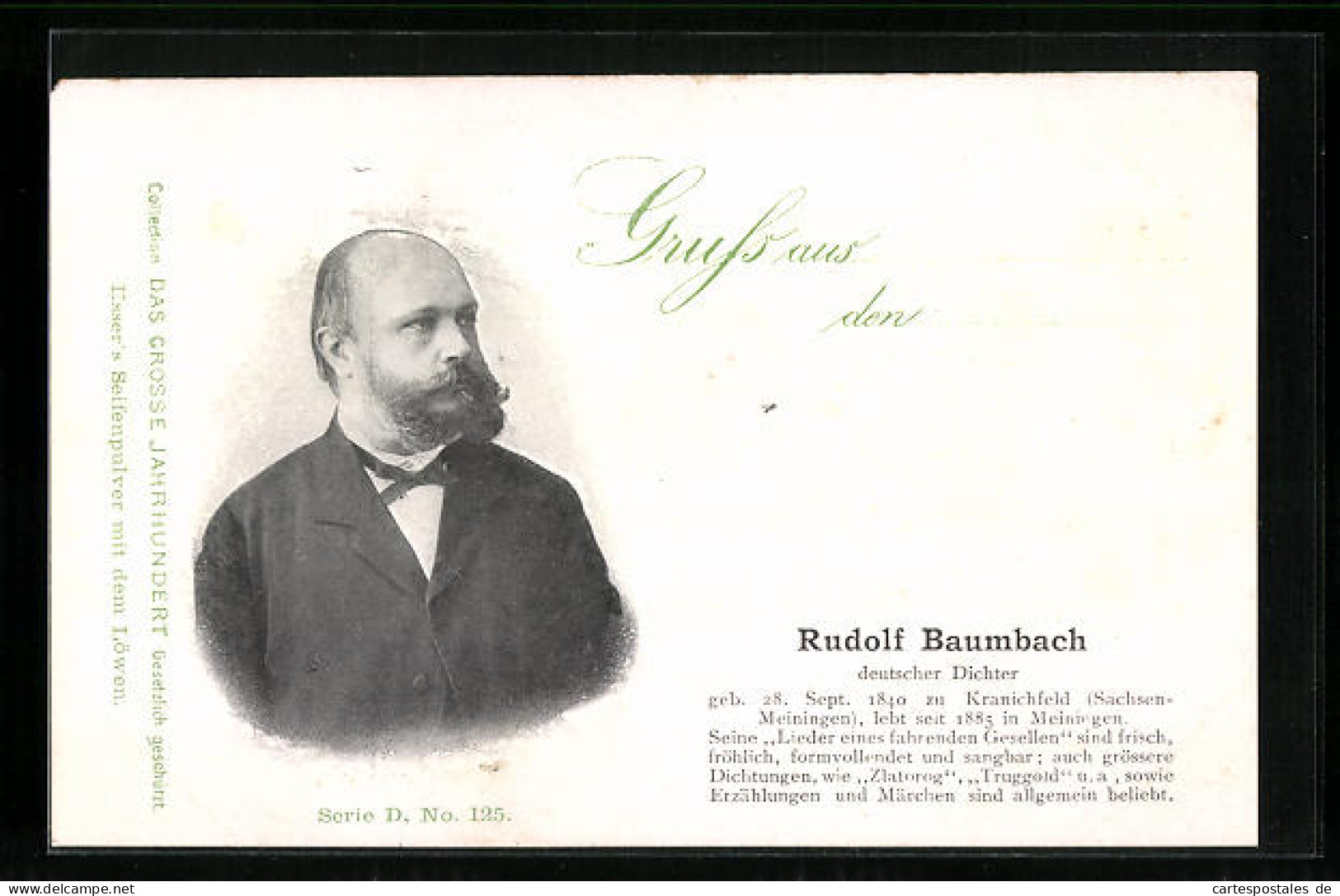 AK Rudolf Baumbach, Deutscher Dichter, Geb. 1840  - Writers