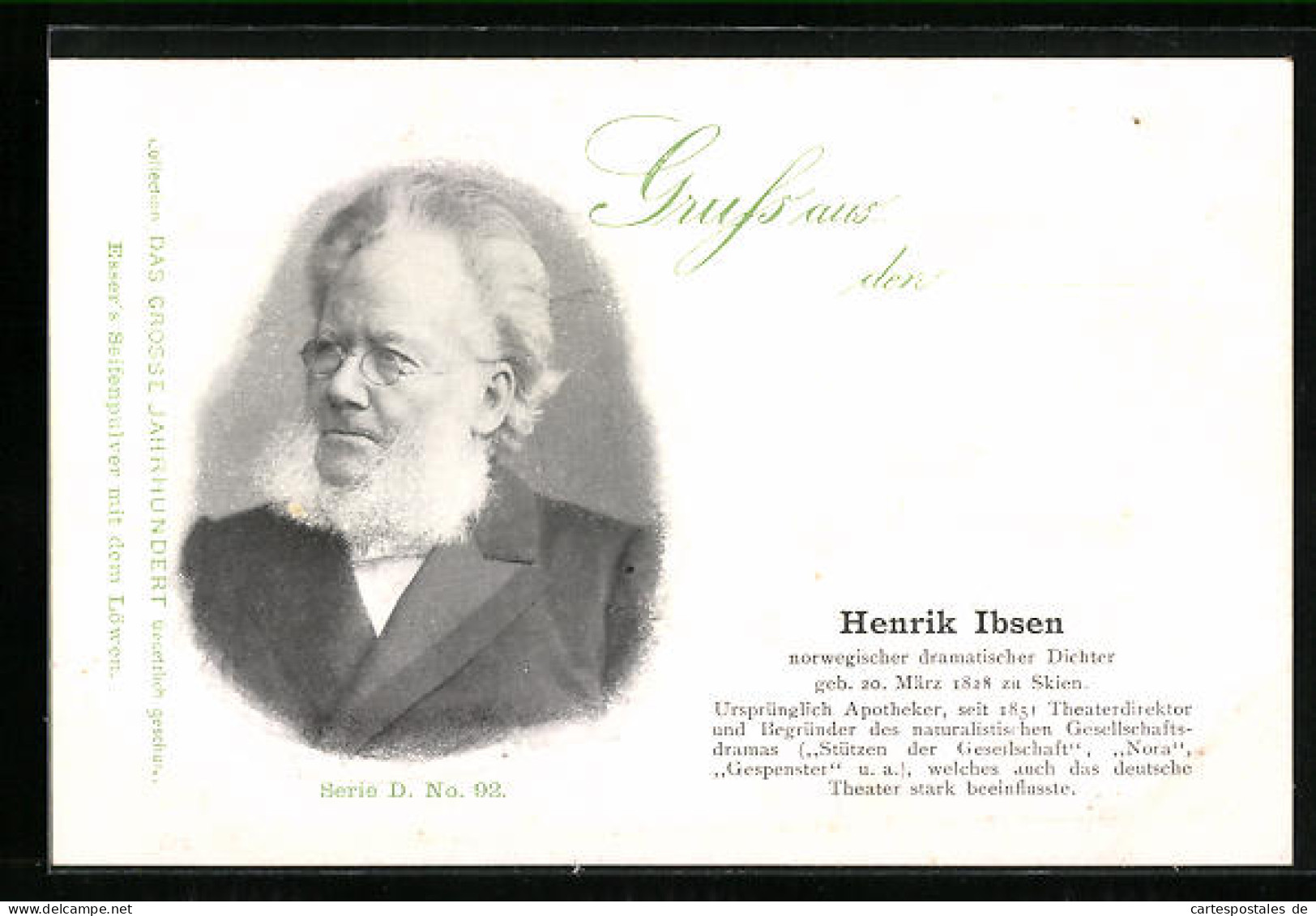 AK Henrik Ibsen, Norwegischer Dramatischer Dichter Im Portrait  - Ecrivains