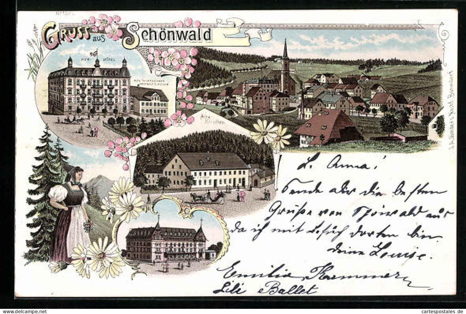 Lithographie Schönwald, Kur-Hotel, Gasthof Zum Hirsch  - Other & Unclassified