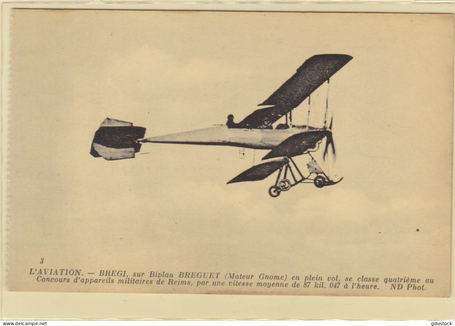 L'Aviation - Brégi Sur Biplan Gréguet (moteur Nome) En Plein Vol, Se Classe Uatrième Au Concours D'appareils  Militaires - Aviatori