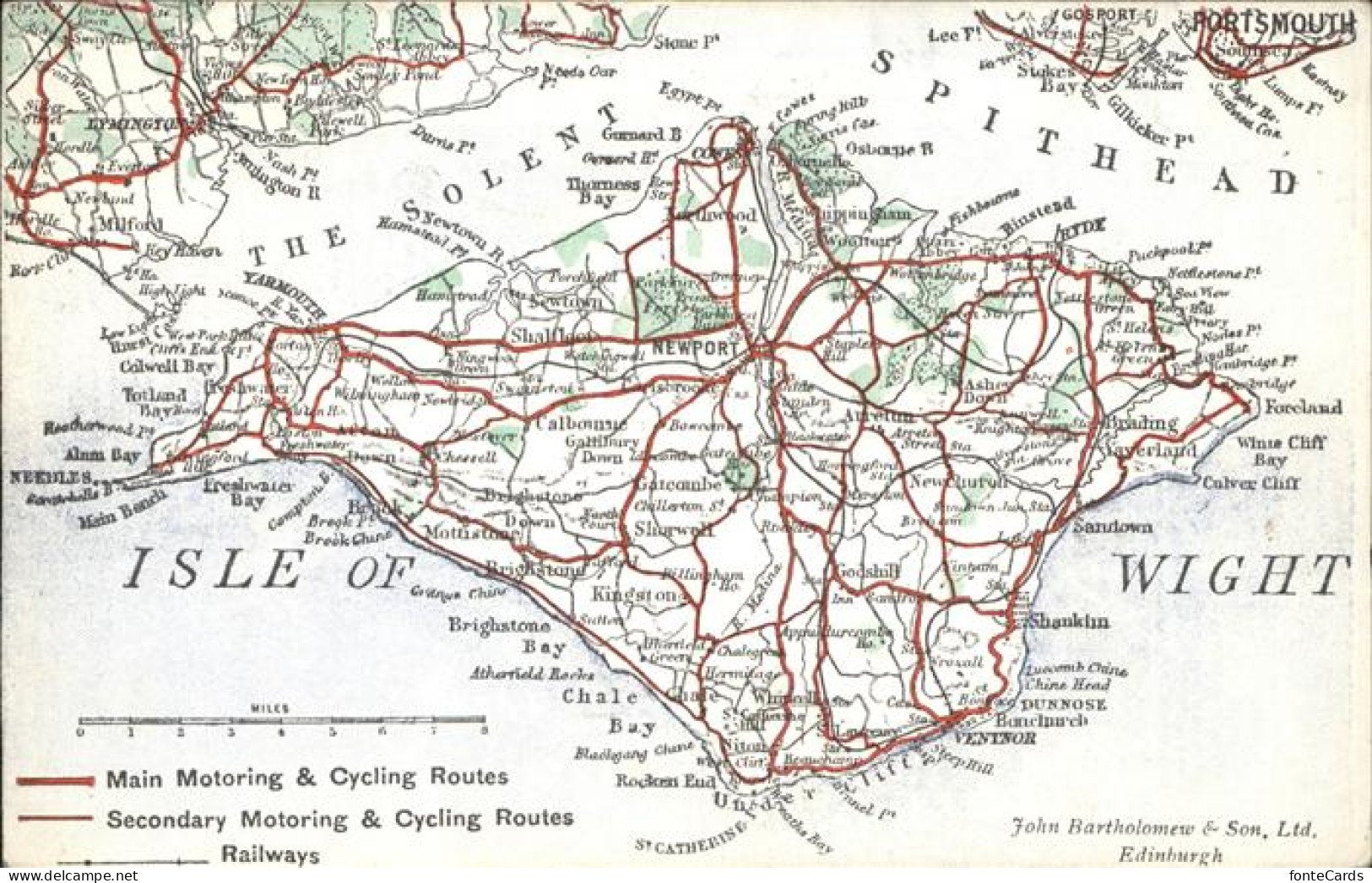 11384495 Isle Of Wight UK Landkarte Motoring Cycling Routes  - Andere & Zonder Classificatie