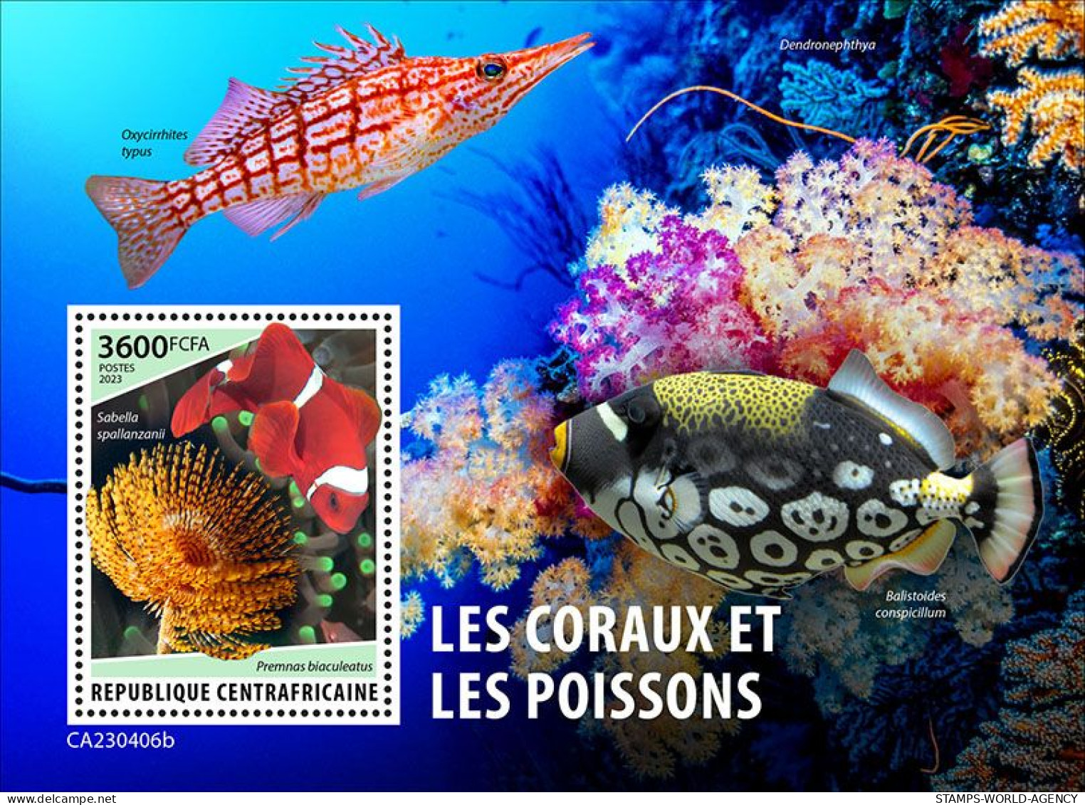 2024-04 - CENTRAL AFRICAN - CORALS & FISHES                  1V  MNH** - Mundo Aquatico