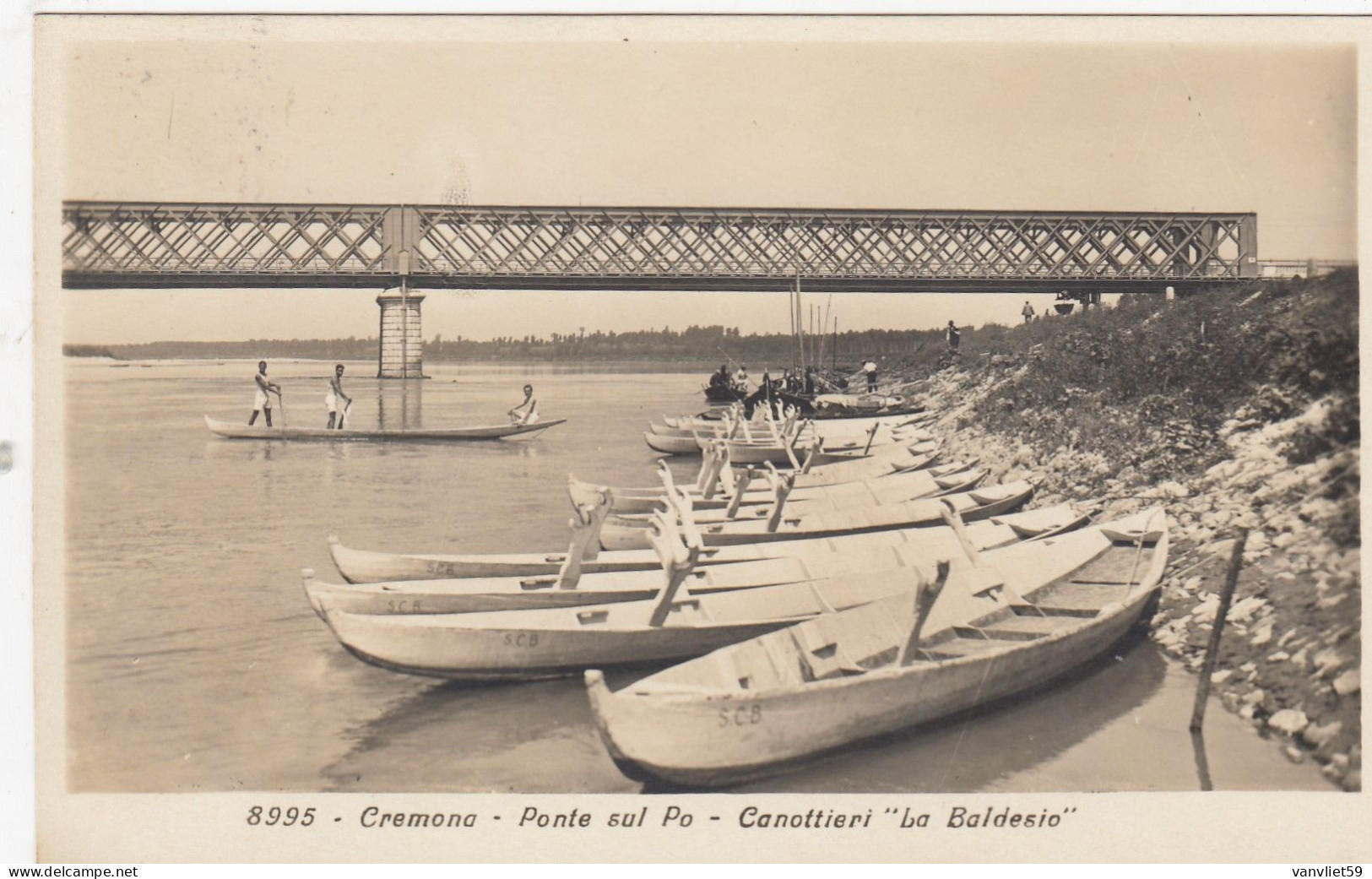 CREMONA-PONTE SUL PO -CANOTTIERI =LA BALDESIO=CARTOLINA VERA FOTO VIAGGIATA IL 11-6-1938 - Cremona