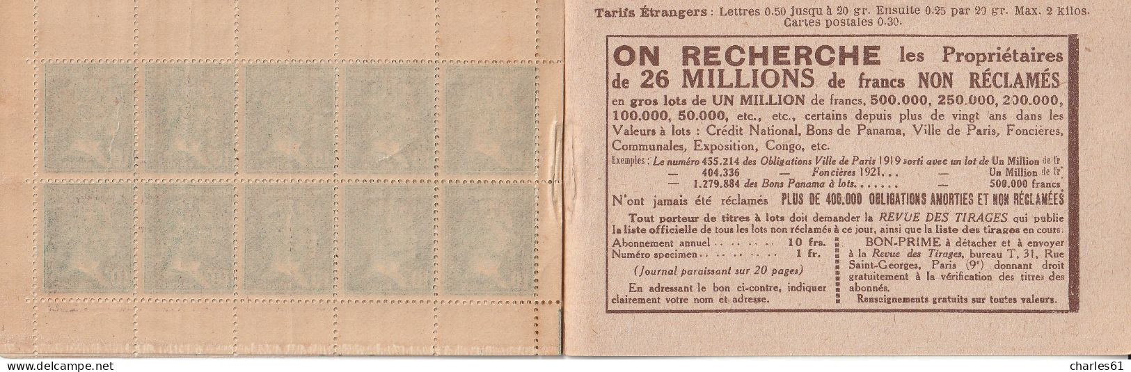 ALGERIE - CARNET - N° C9-3 ** (1924-25) Bijoux ORIA - Unused Stamps