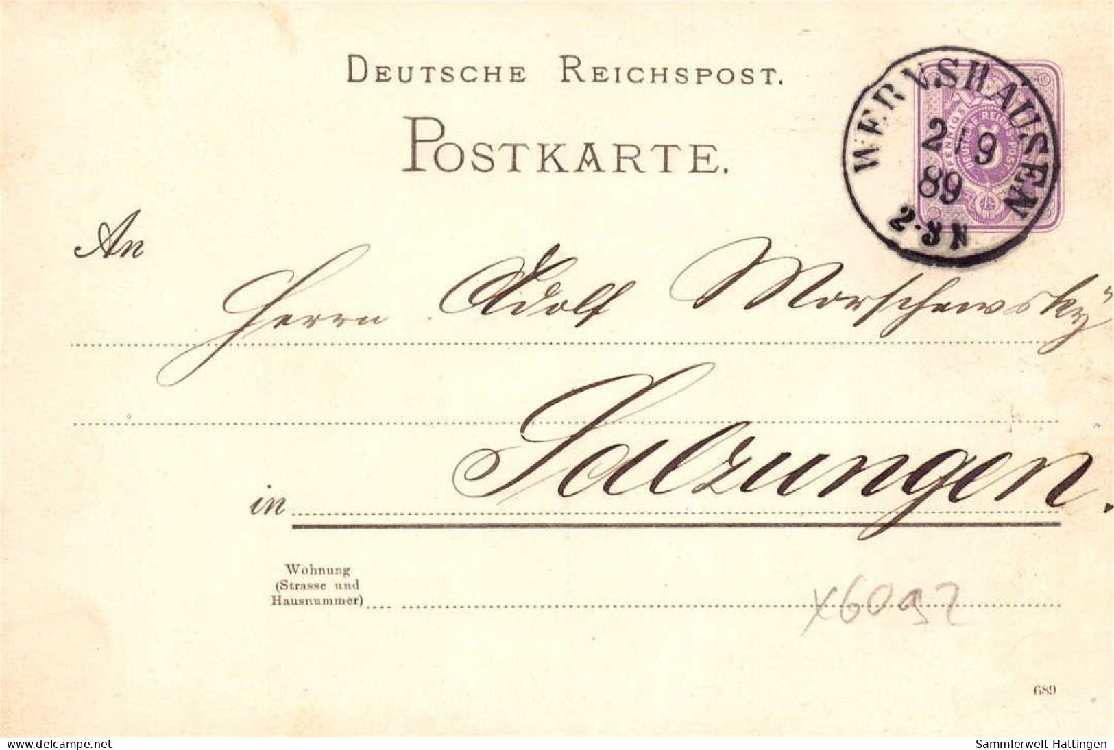 604203 | Sauberer Abschlag Des Poststempels Auf Ganzsache,  | Wernshausen (O - 6092), -, - - Covers & Documents