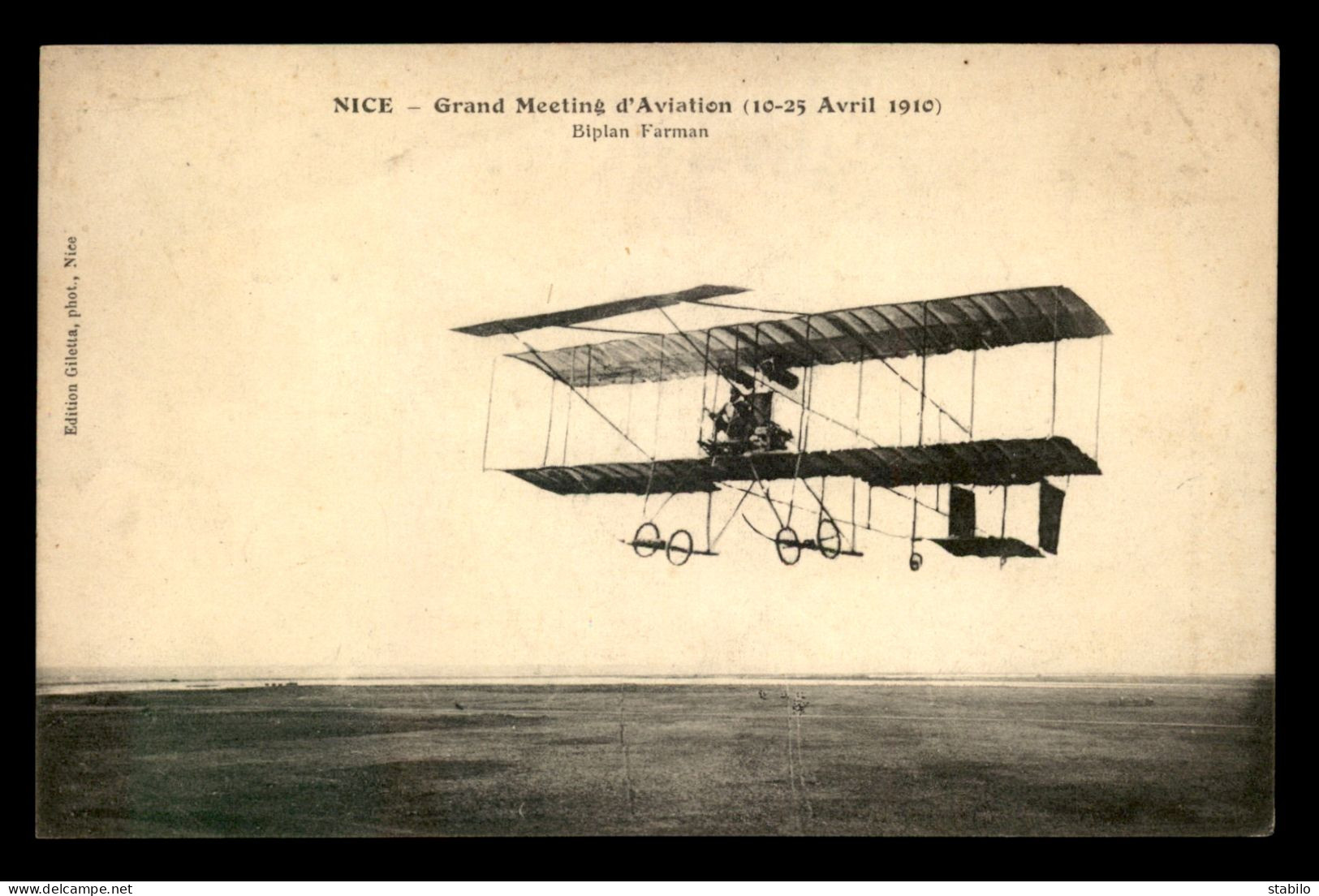 AVIATION - GRANDE MEETING DE NICE 10-25 AVRIL 1910 - BIPLAN FARMAN - ....-1914: Vorläufer