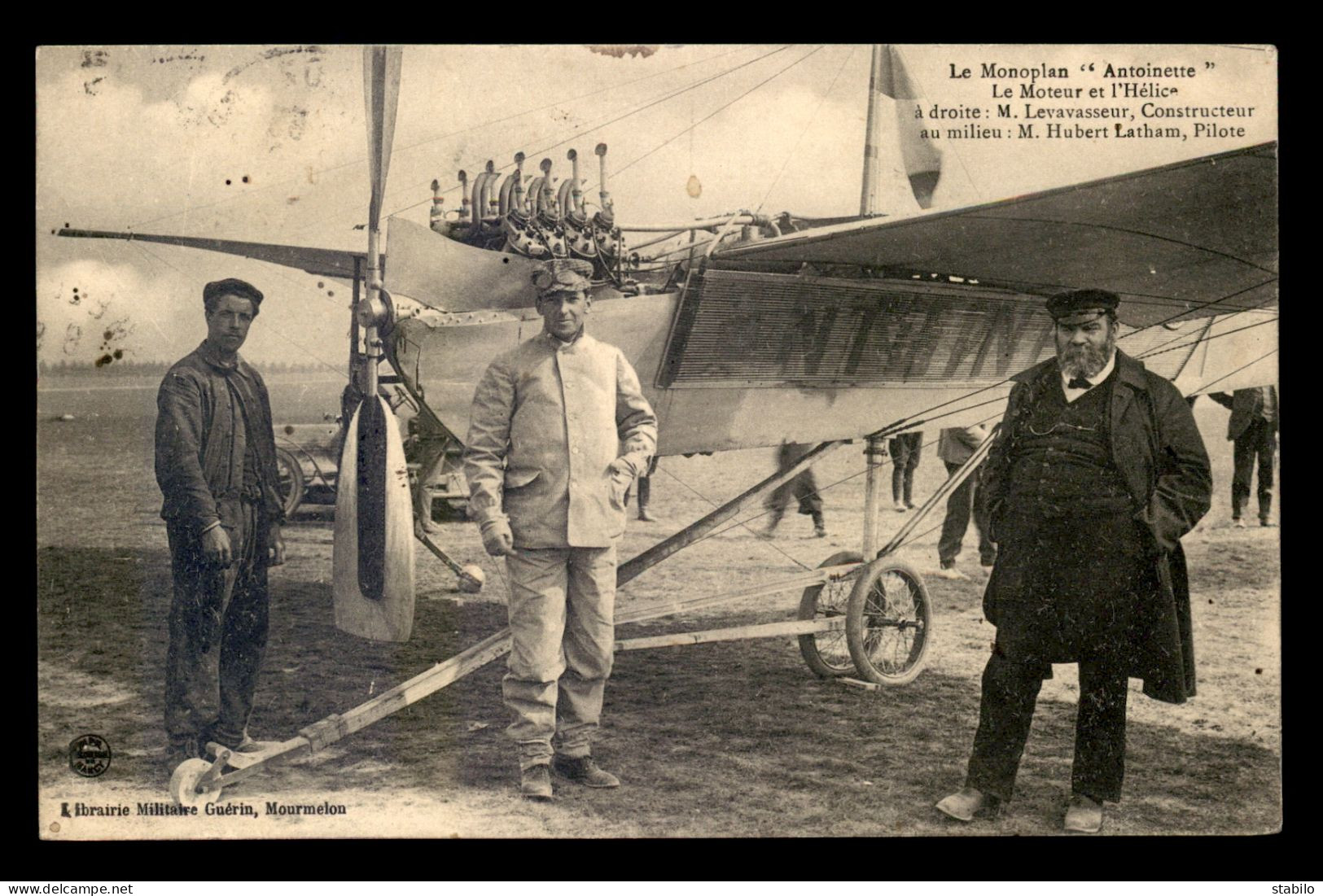 AVIATION - MONOPLAN ANTOINETTE MOTEUR A HELICE -  M. LEVAVASSEUR CONSTRUCTEUR, M. LATHAM PILOTE - ....-1914: Voorlopers