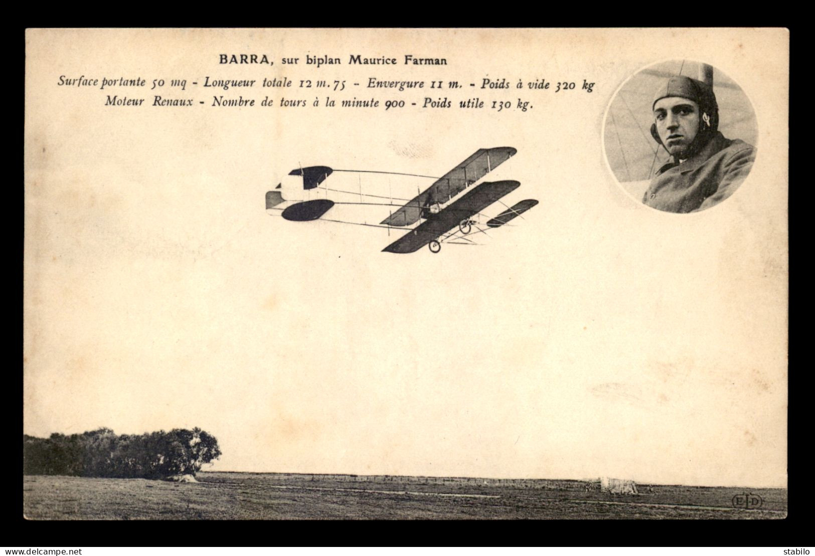 AVIATION - BARRA SUR BIPLAN MAURICE FARMAN - ....-1914: Précurseurs