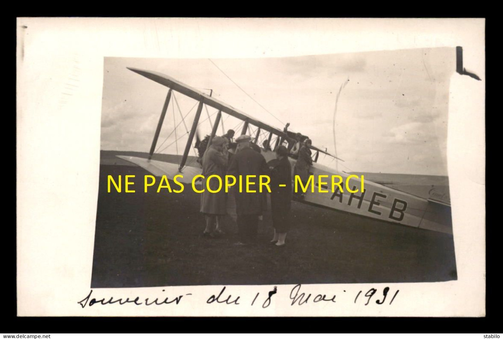 AVIATION - BIPLAN CAUDRON - 18 MAI 1931 - CARTE PHOTO ORIGINALE - 1919-1938: Entre Guerres